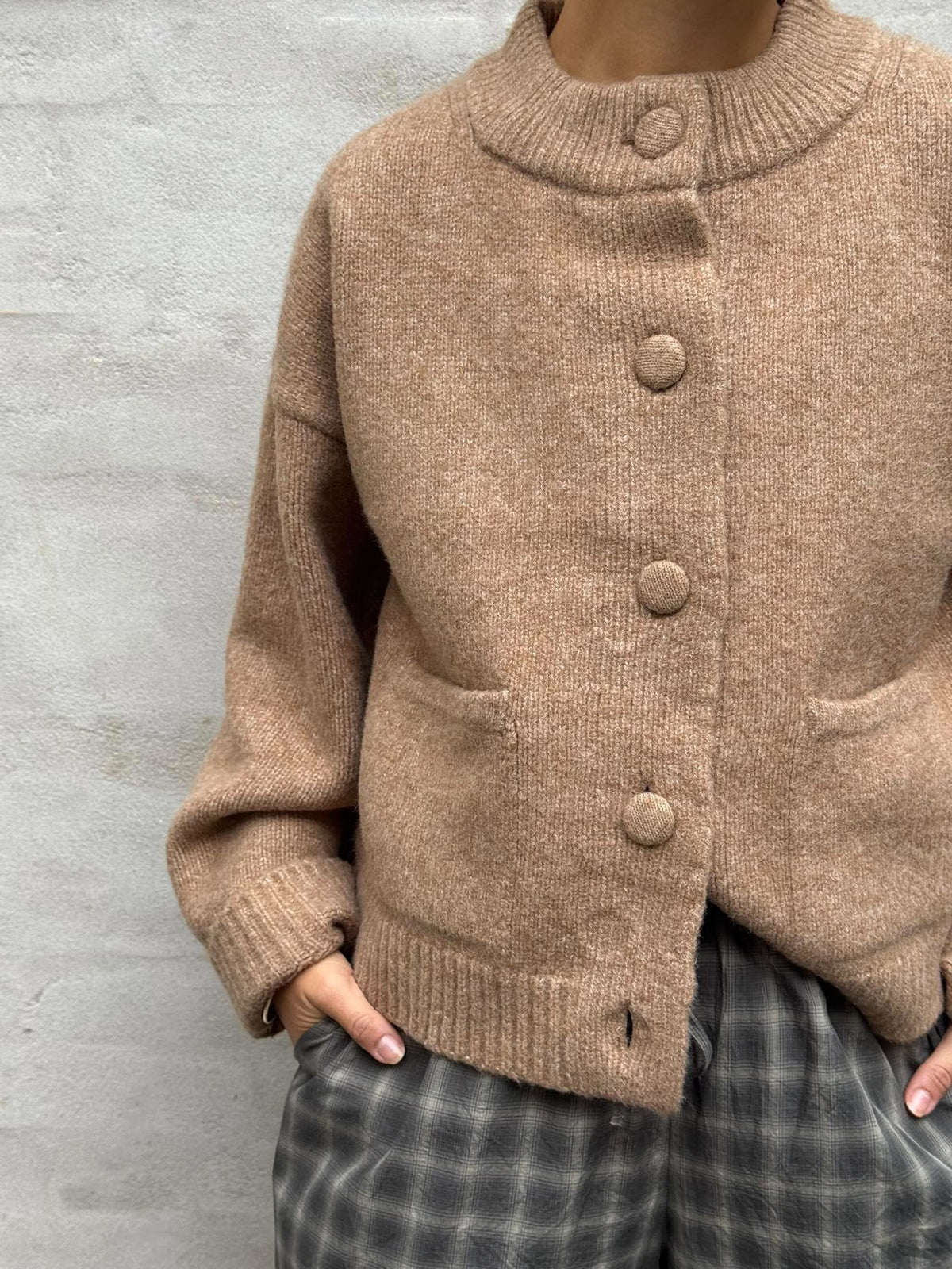 KIMIE LIFE L/S ON JACKET CARDIGAN - Camel MELANGE