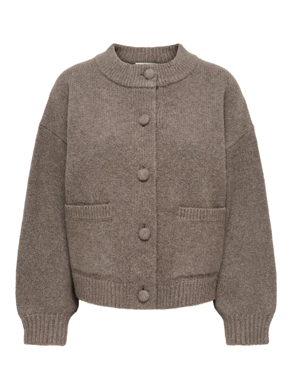 KIMIE LIFE L/S ON JACKET CARDIGAN - Mulch MELANGE