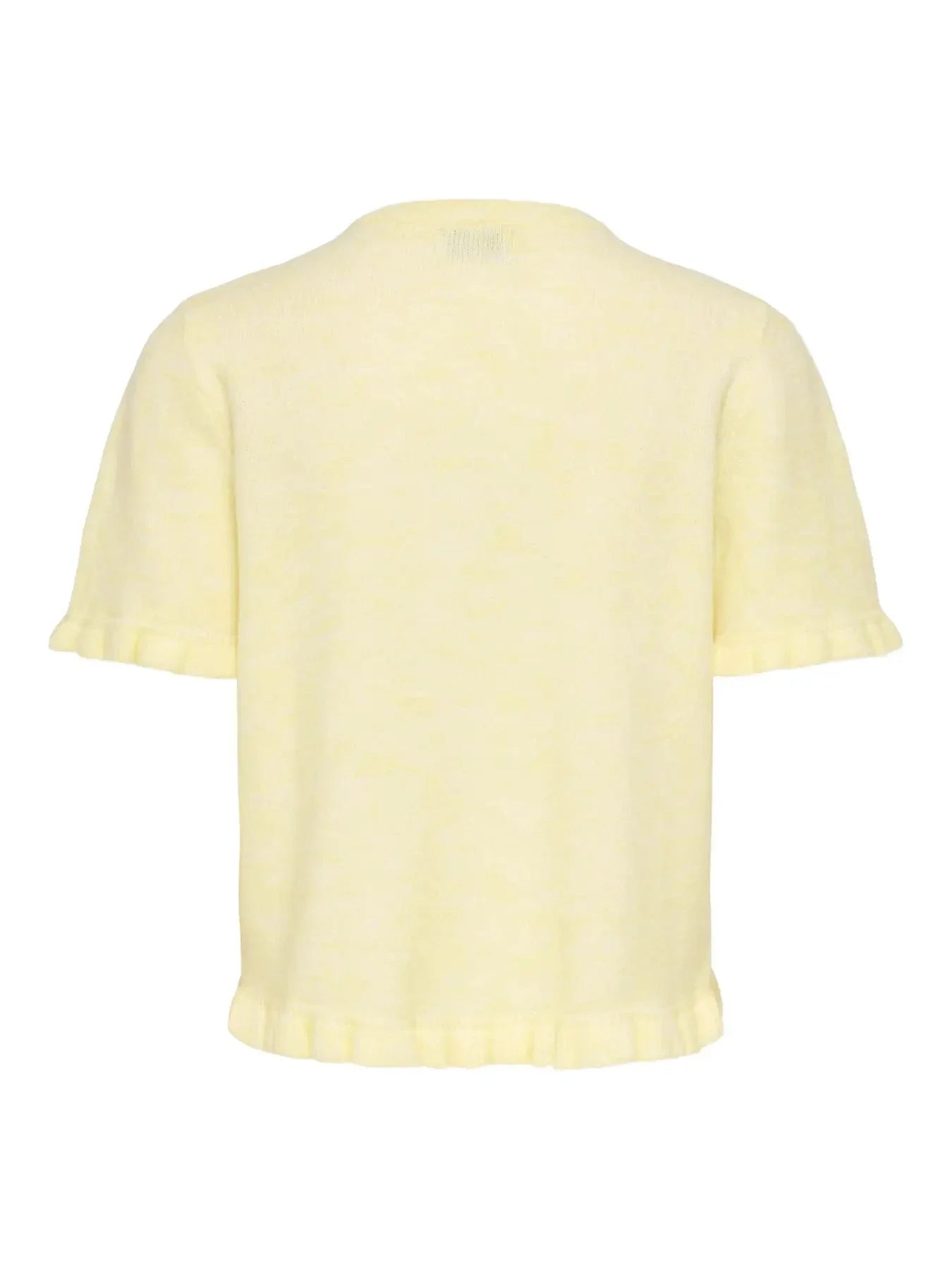 LETTY SS ON FRILL CARDIGAN - Pastell Yellow MELANGE W. PEARL KNAPPAR
