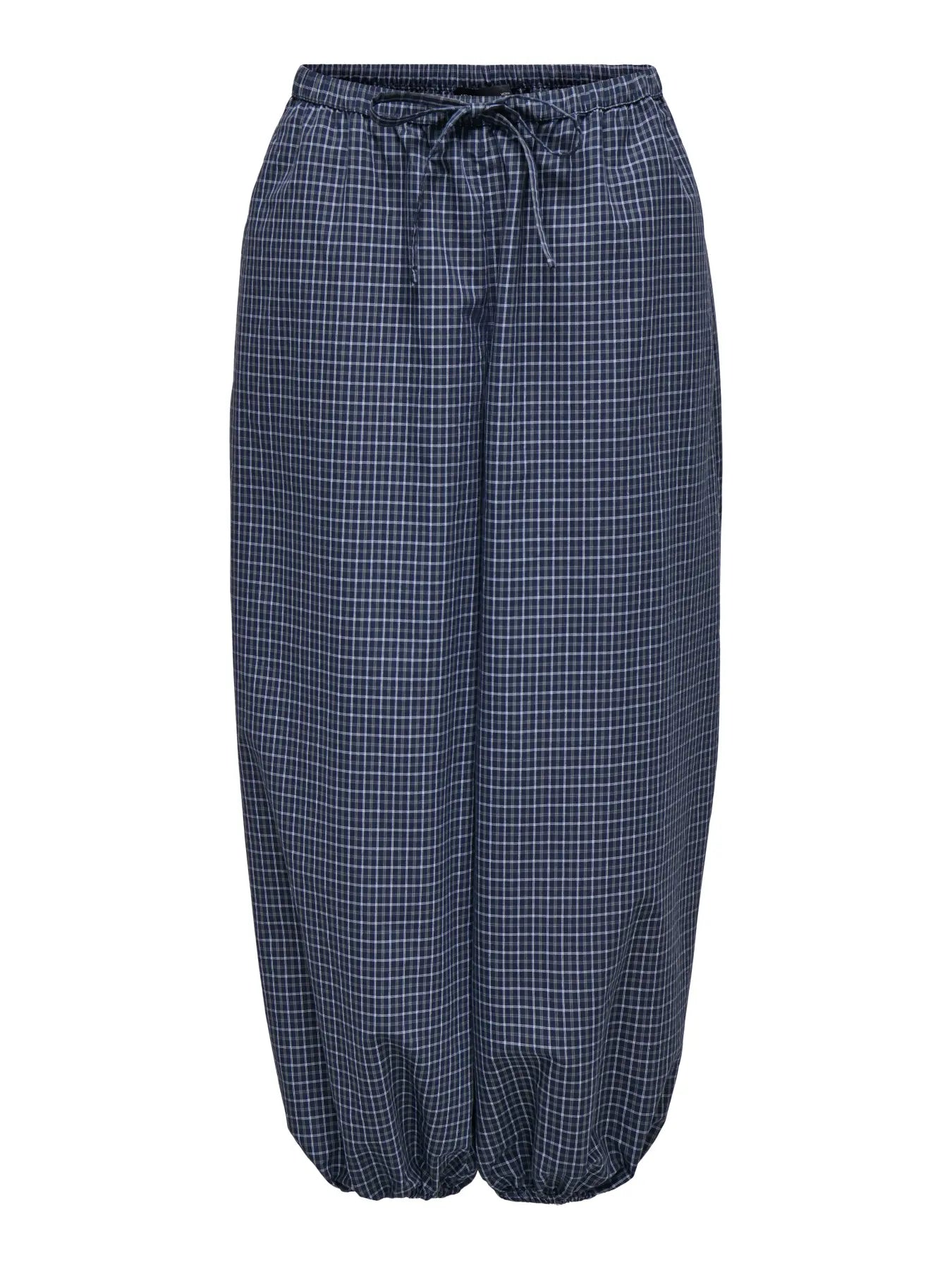 PEGGY MW CHECK LOOSE PANT - Navy Blazer/CLOUD DANCER