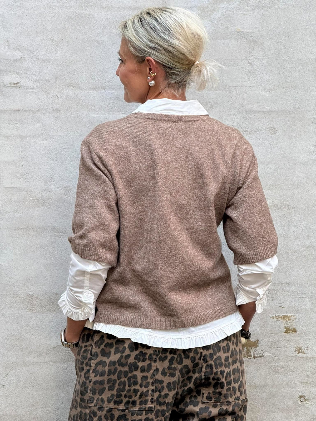 RUE LIFE 2/4 PEARL CARDIGAN - Caribou MELANGE