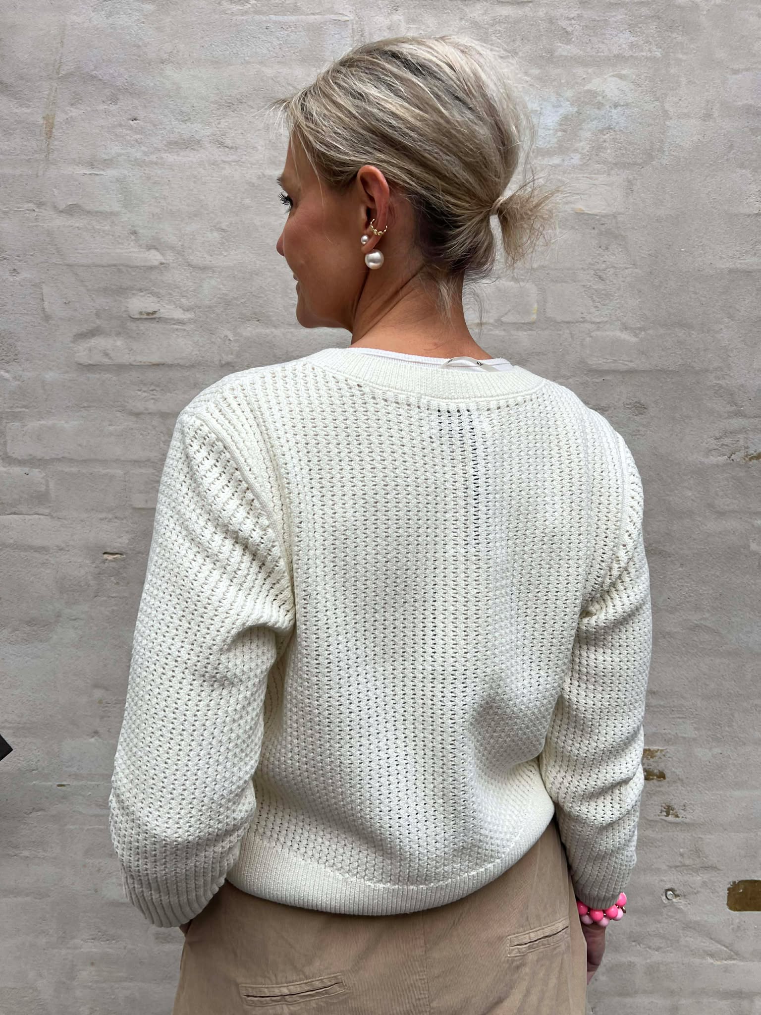 SERNA LIFE O-NECK CARDIGAN - Cloud Dancer