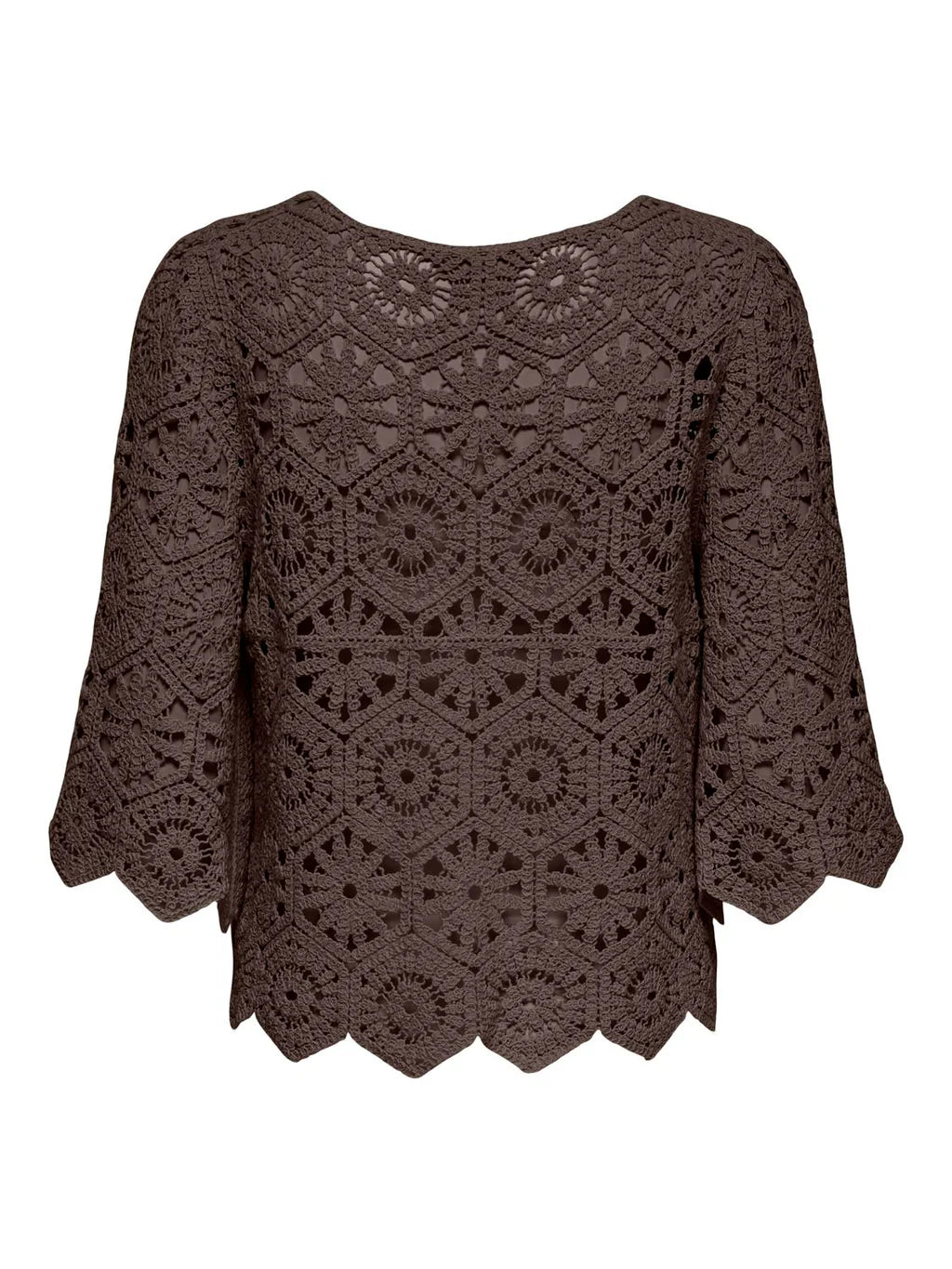 EMMELIE 2/4 CROCHET CARDIGAN - Chocolate Brown