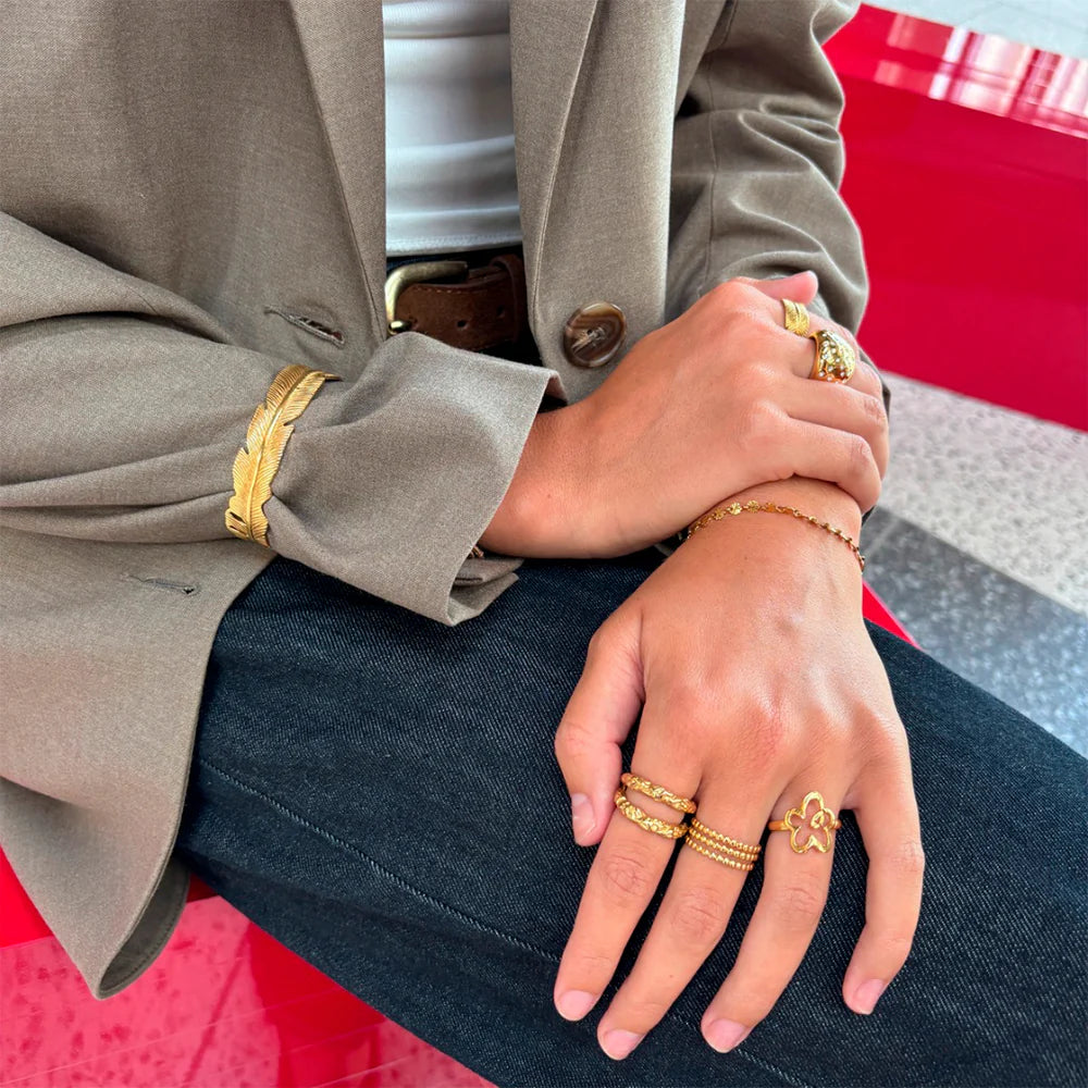 Leafy Bangle - 18 karat guldbelagt