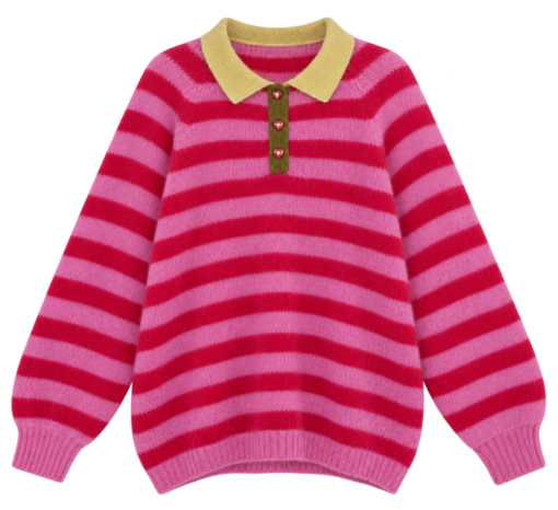 Mohair Mix Polo - Pink/Red