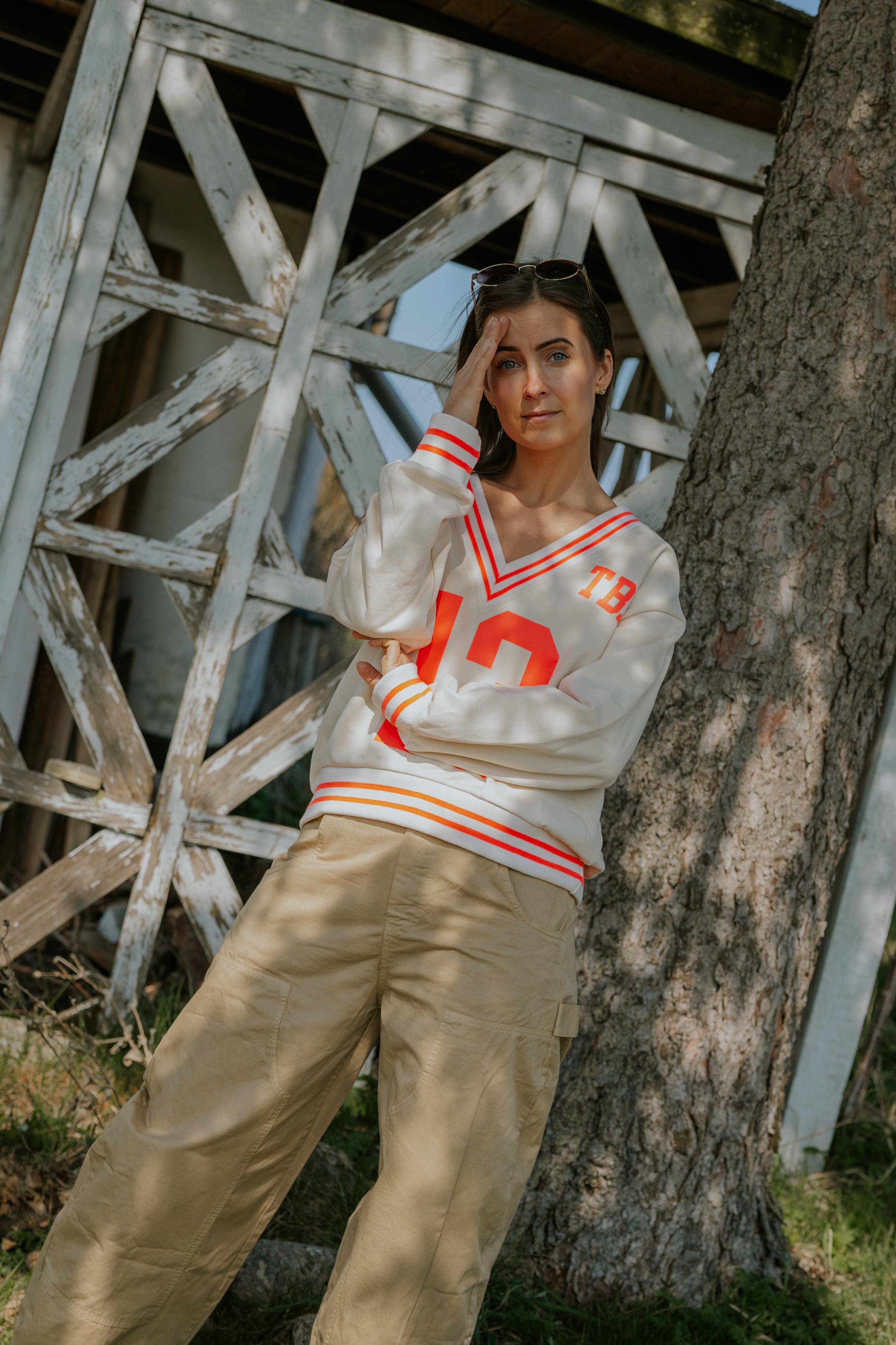 Basket Sweatshirt - Beige/Coral