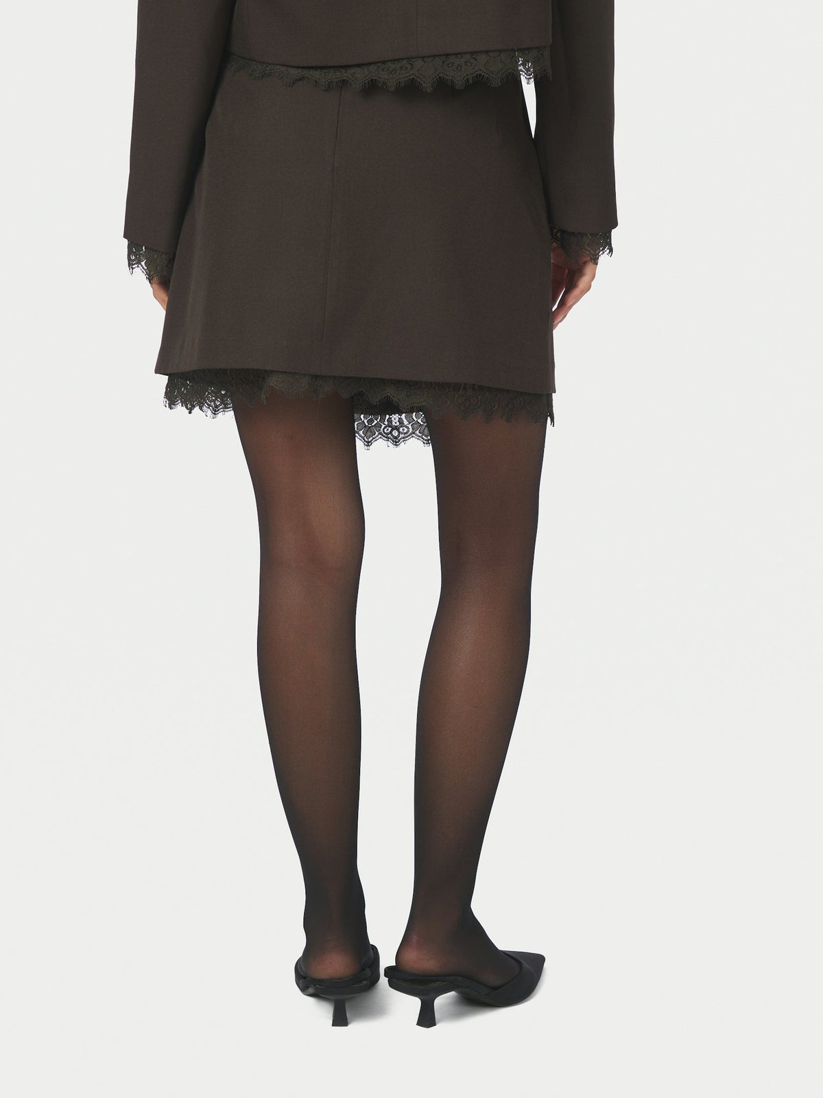Brigitte Structure Lace Skirt - Dark Brown