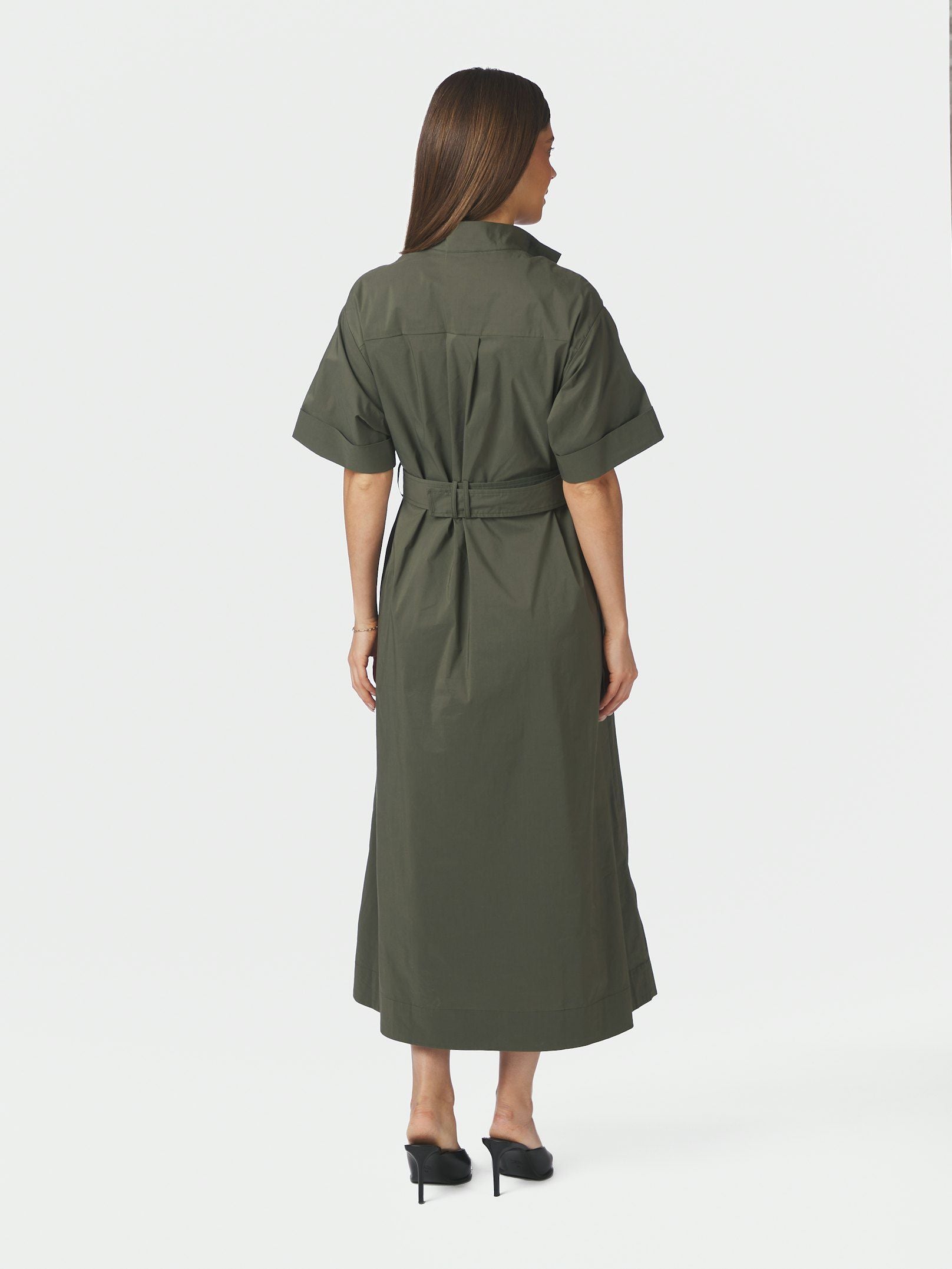 Cina Poplin Dress - Army