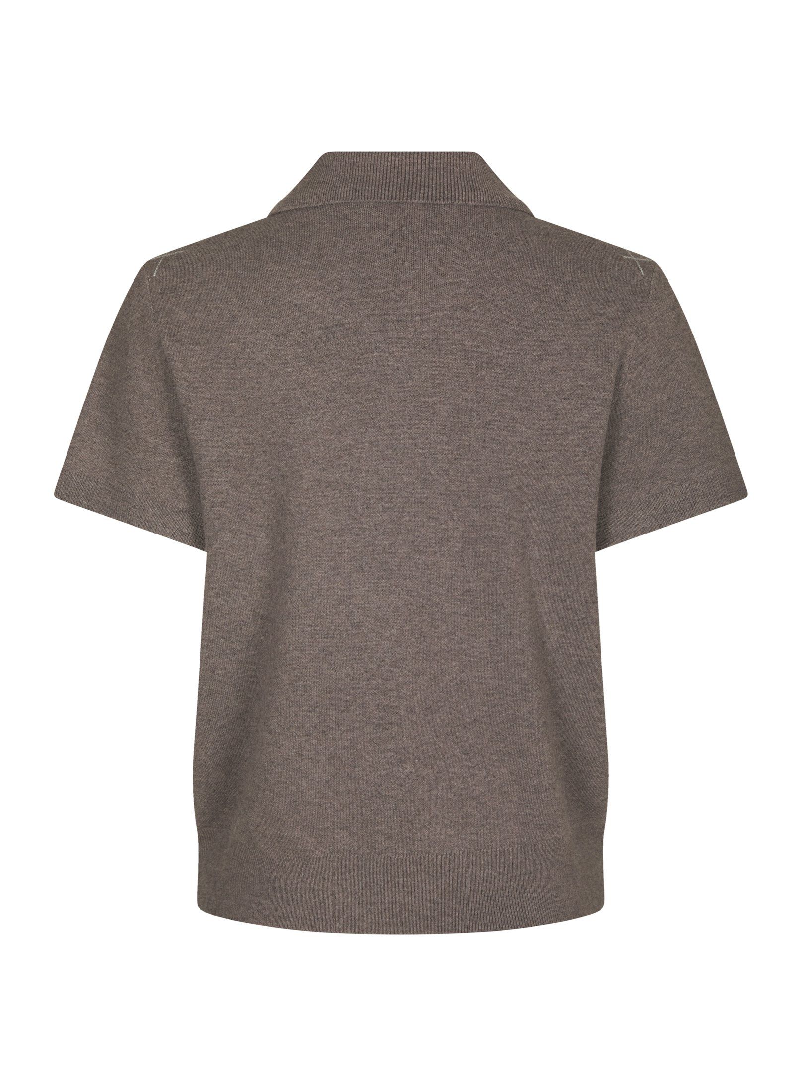 Gia Check Knit Blouse - Dark Taupe