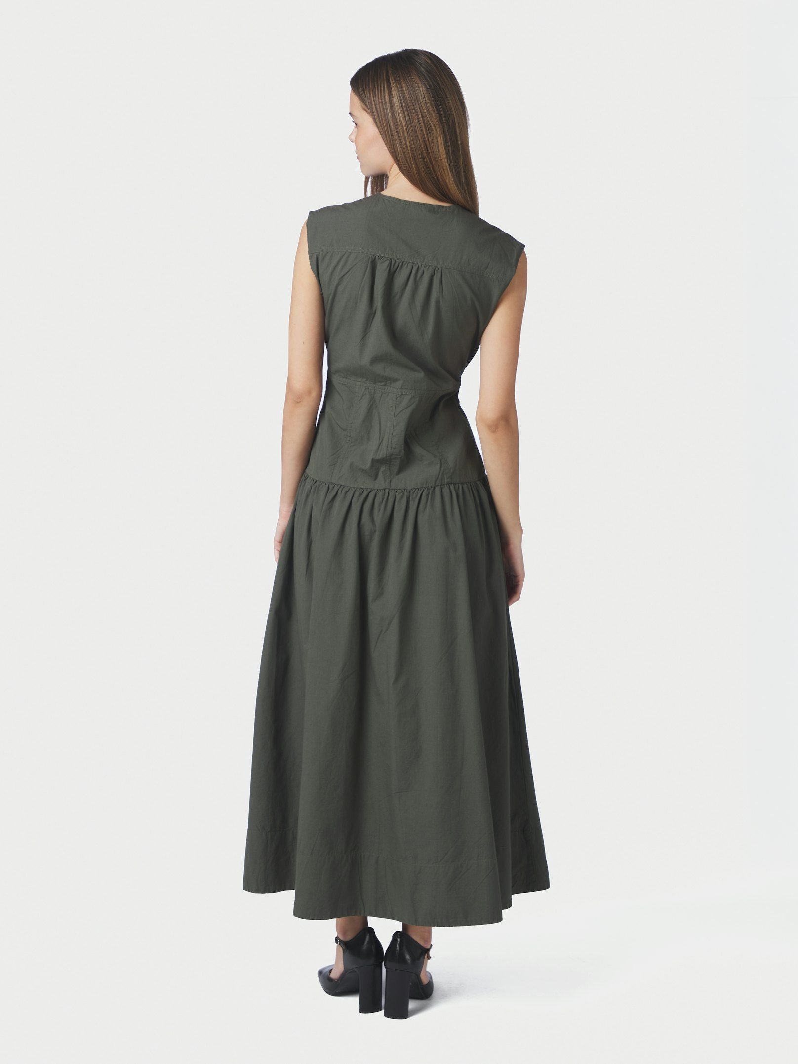 Halise Poplin Dress - Army