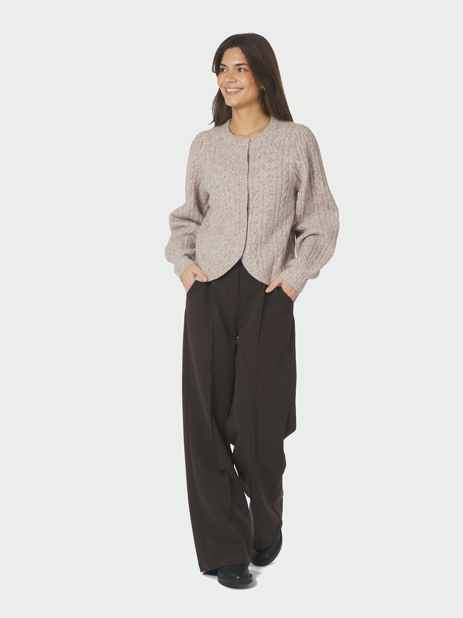 Koteas Cable Knit Cardigan - Beige Melange