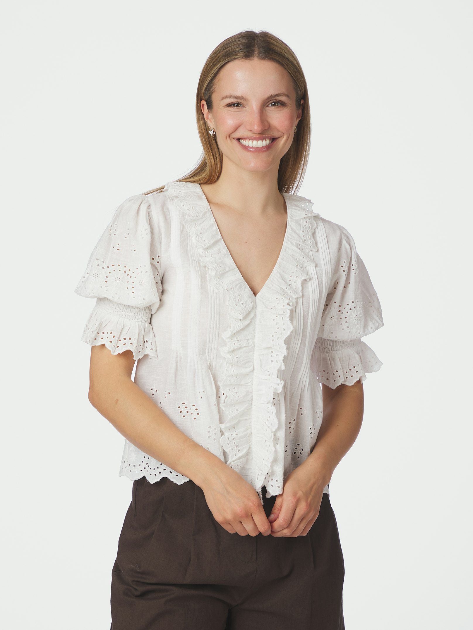 Talise Emb Blouse - White