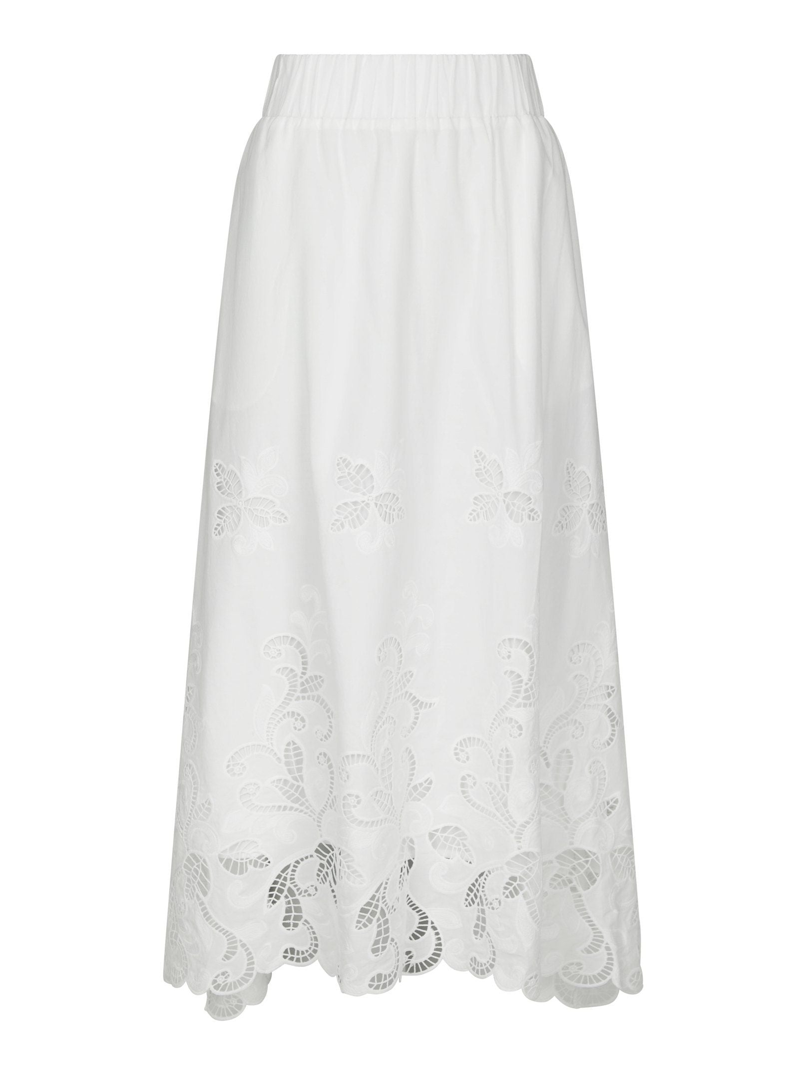 Yara Long EMB Skirt - White