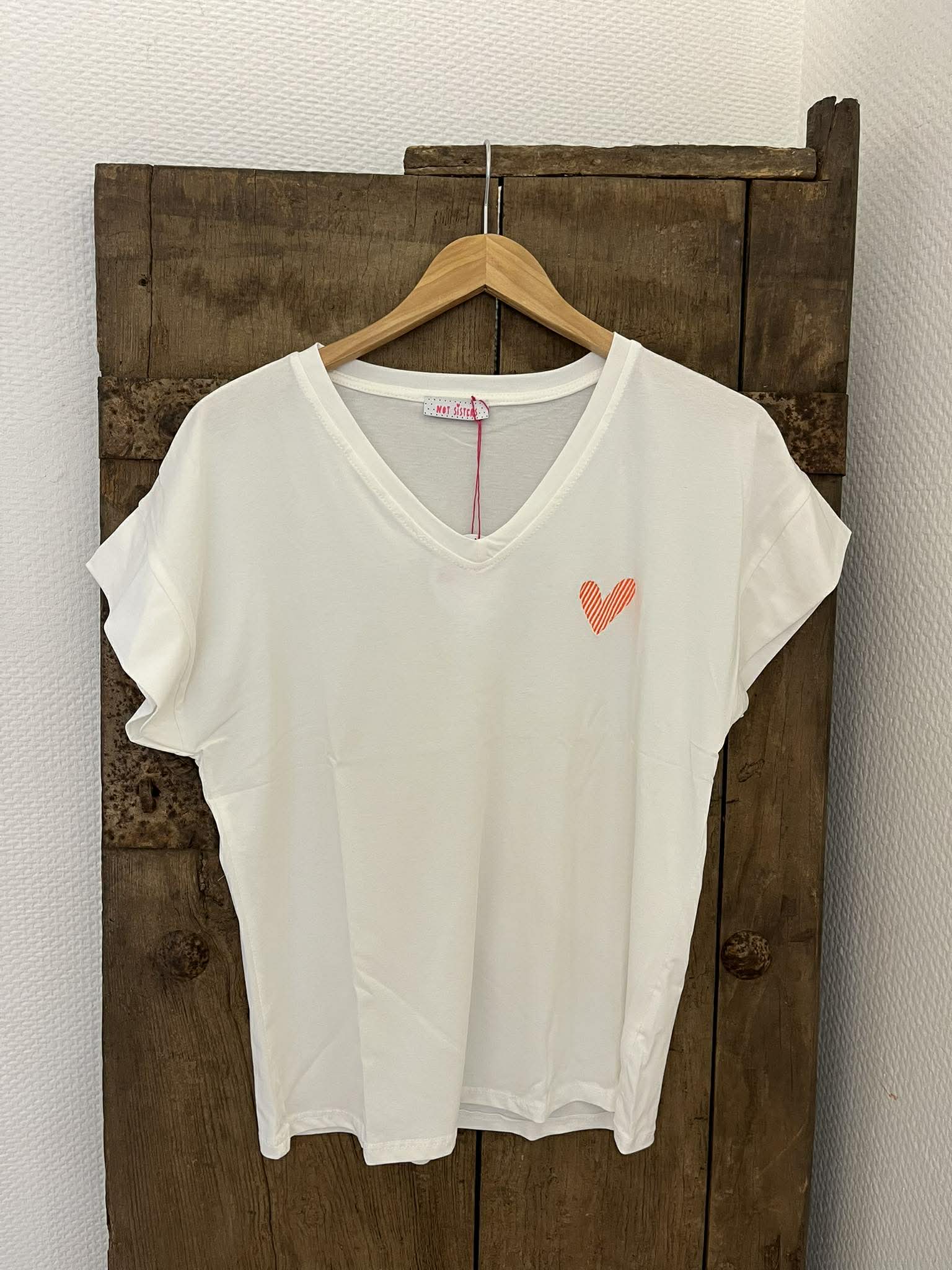 Heart T-shirt - White Orange