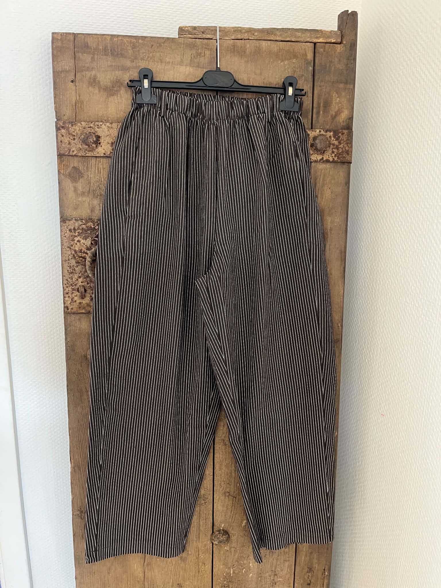 Paola Striped Pants - Dark Brown Striped