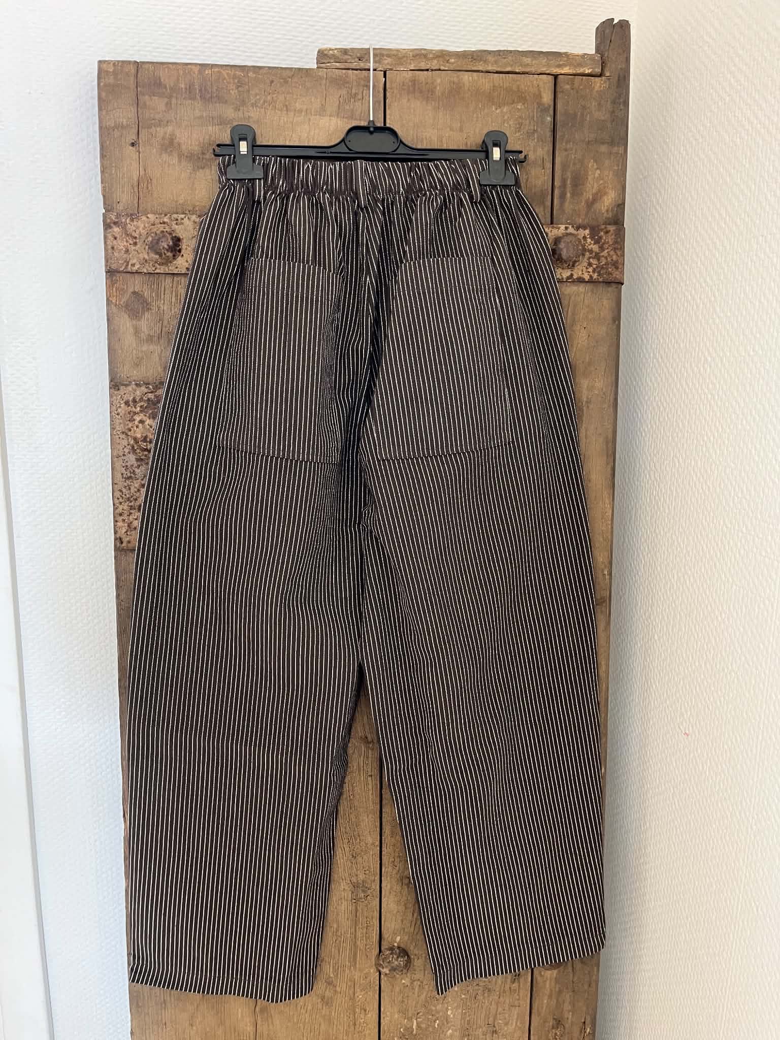 Paola Striped Pants - Dark Brown Striped