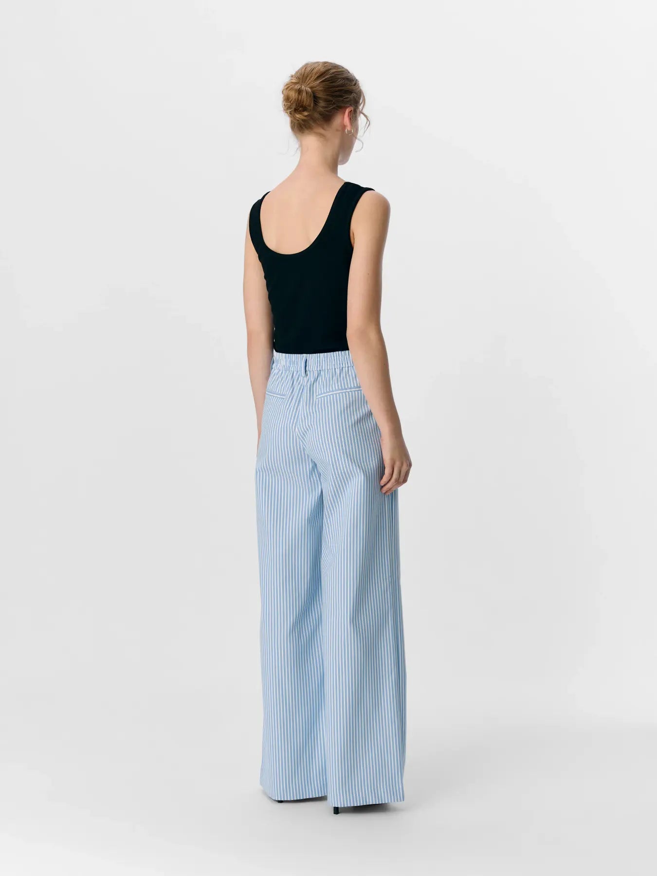 Lisa WIDE pant - Cloud Dancer Cornflower blue