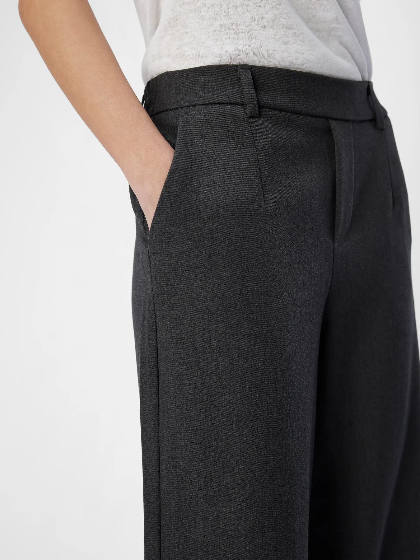 LISA WIDE PANT NOOS - Medium Grey Melange