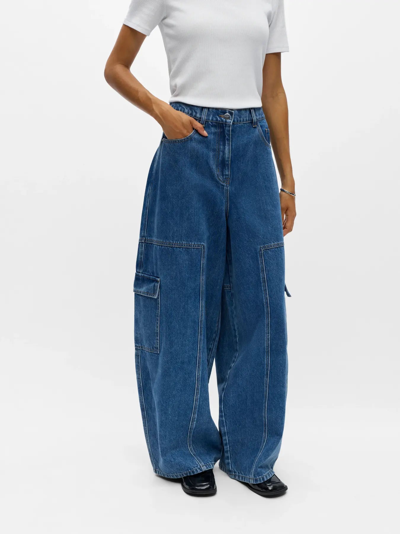 LULVA MW OS PANT - Medium Blue Denim