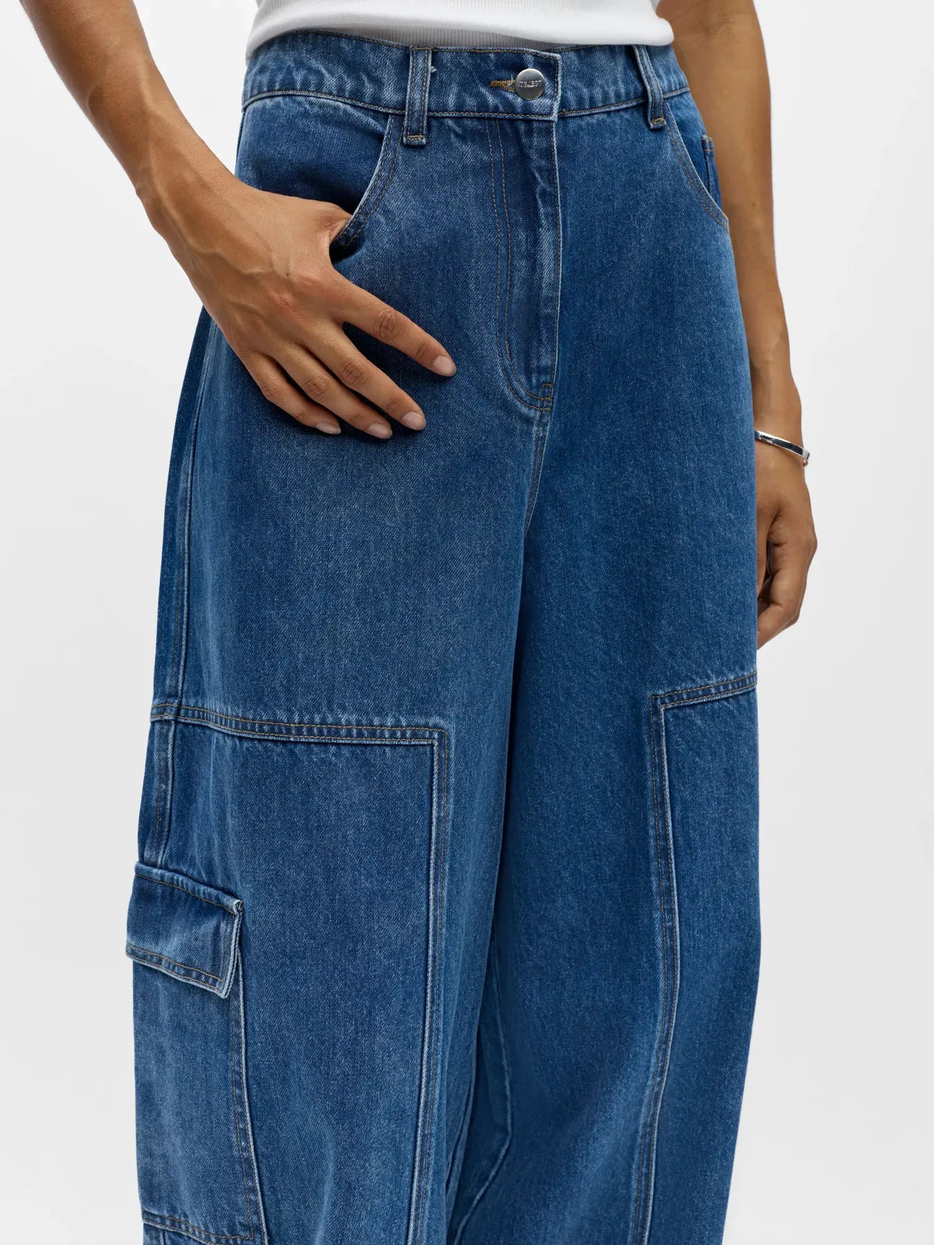 LULVA MW OS PANT - Medium Blue Denim