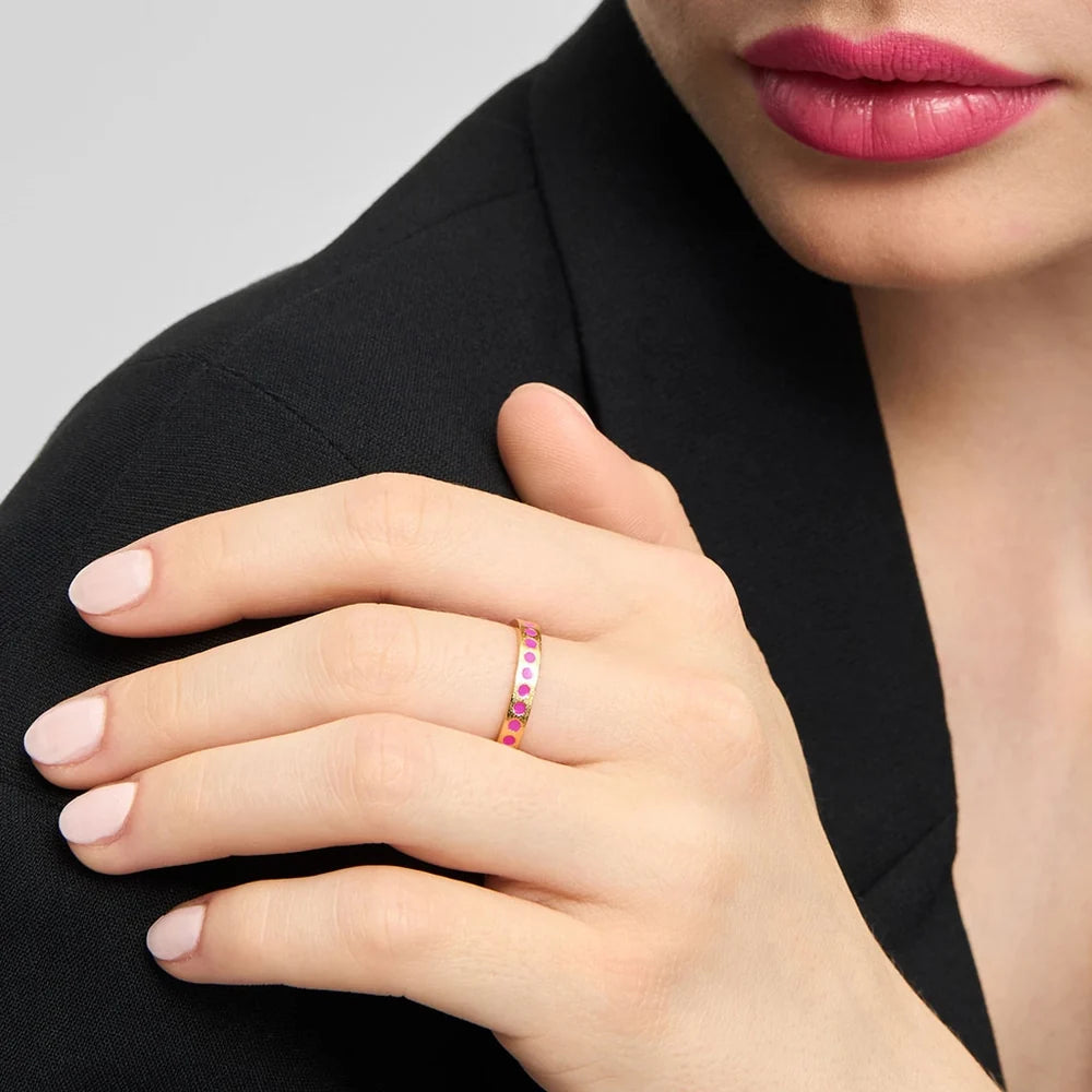 Pattern Ring forgyldt - Electric Fuchsia Pink