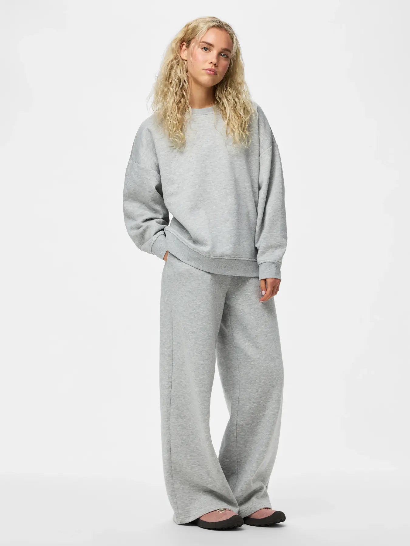 CHILLI LS LOOSE FIT SWEAT TOP - Light Grey Melange