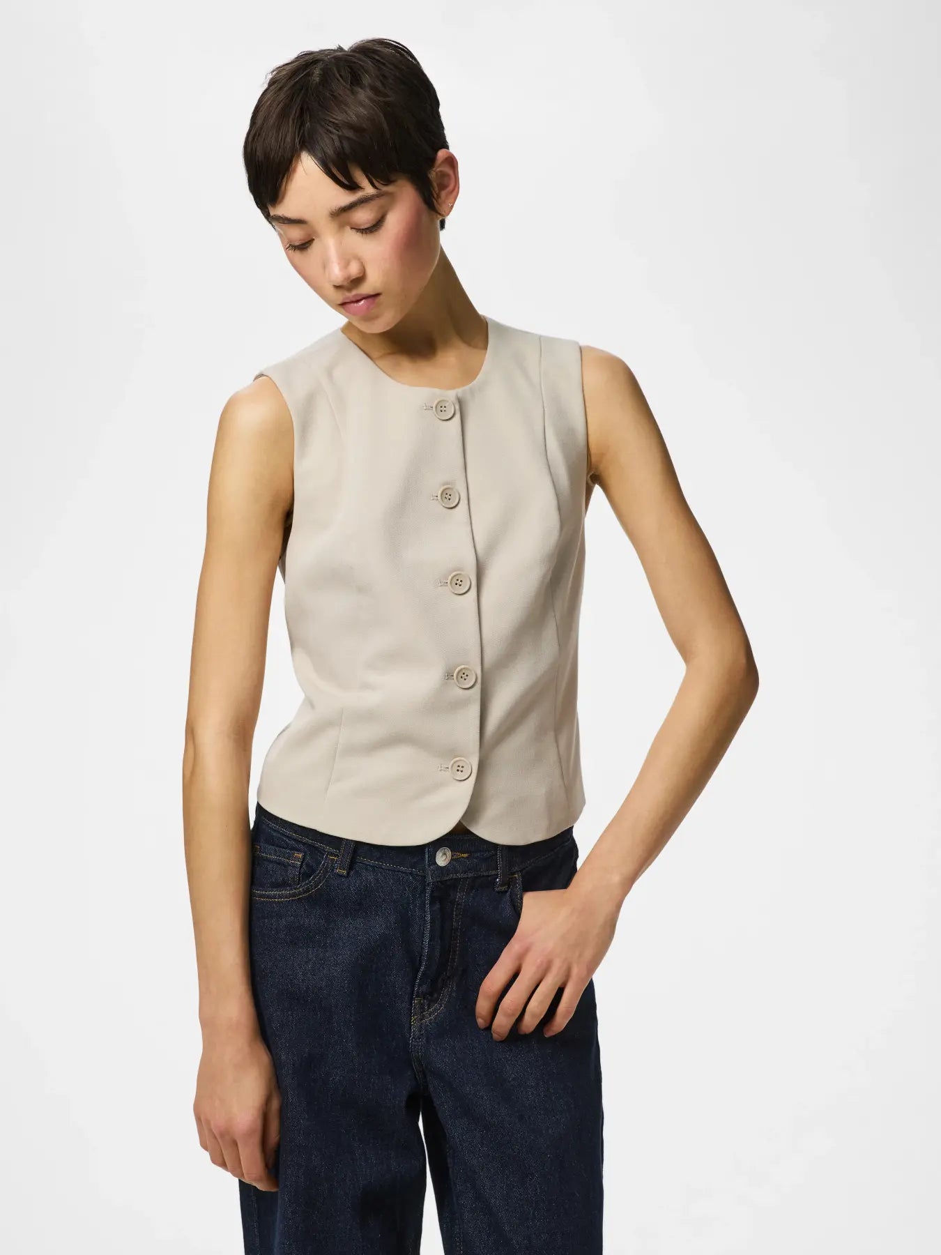 KAMIL FITTED VEST - Silver Lining