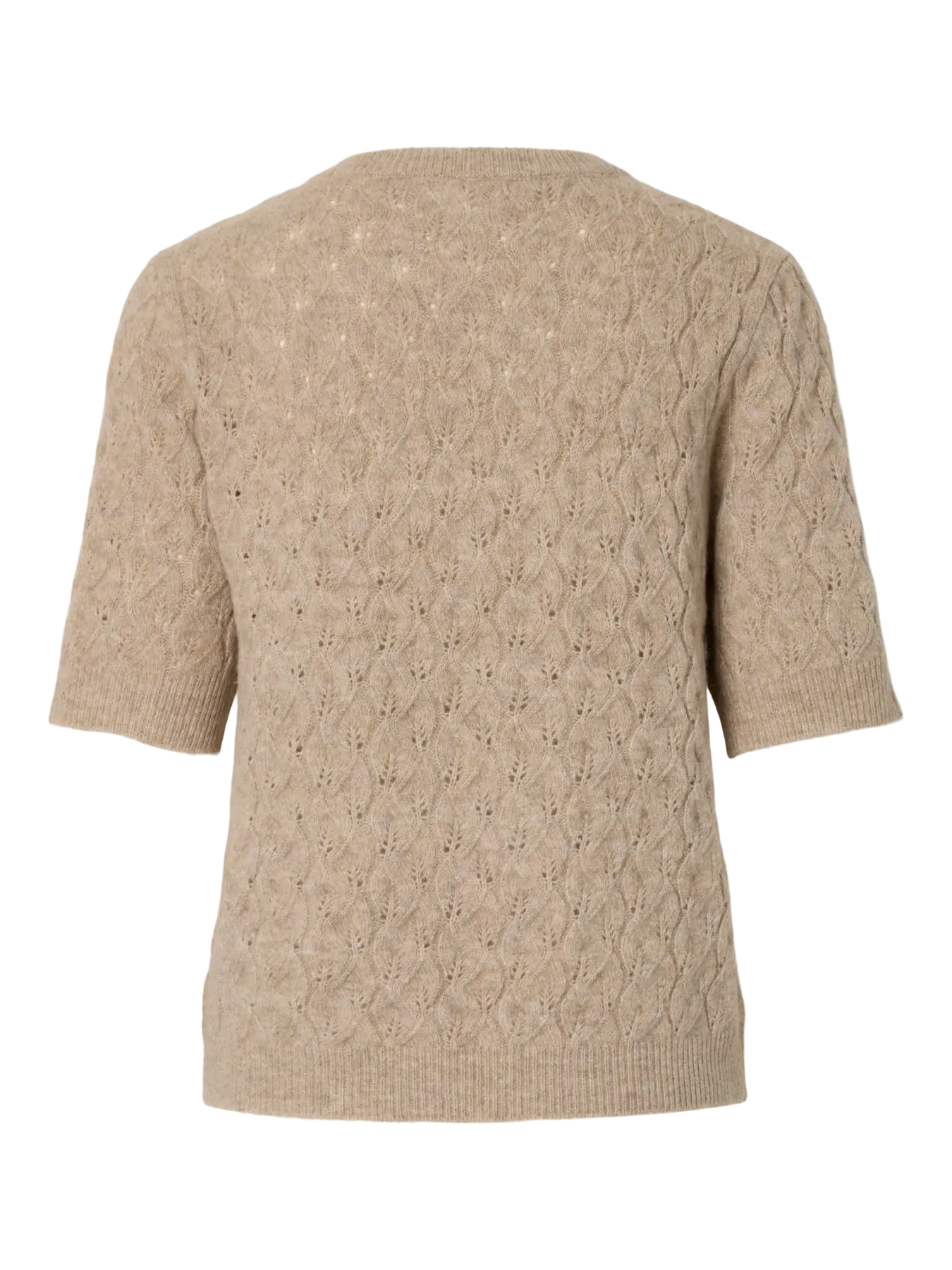 LELOU SS O-HALS KNIT - Taupe Grey MELANGE