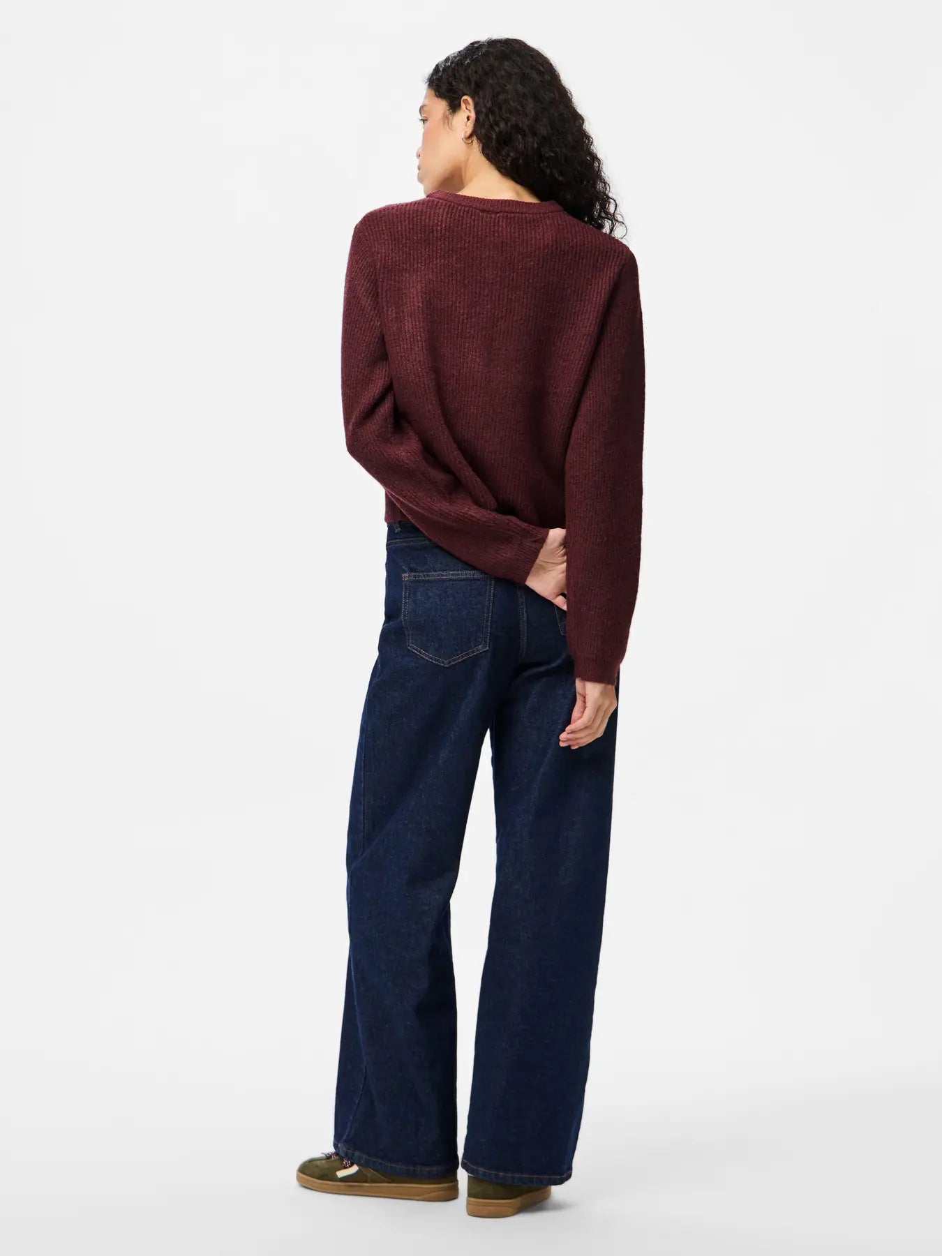 SILLY LS O-NECK KNIT CARDIGAN - Tawny Port MELANGE
