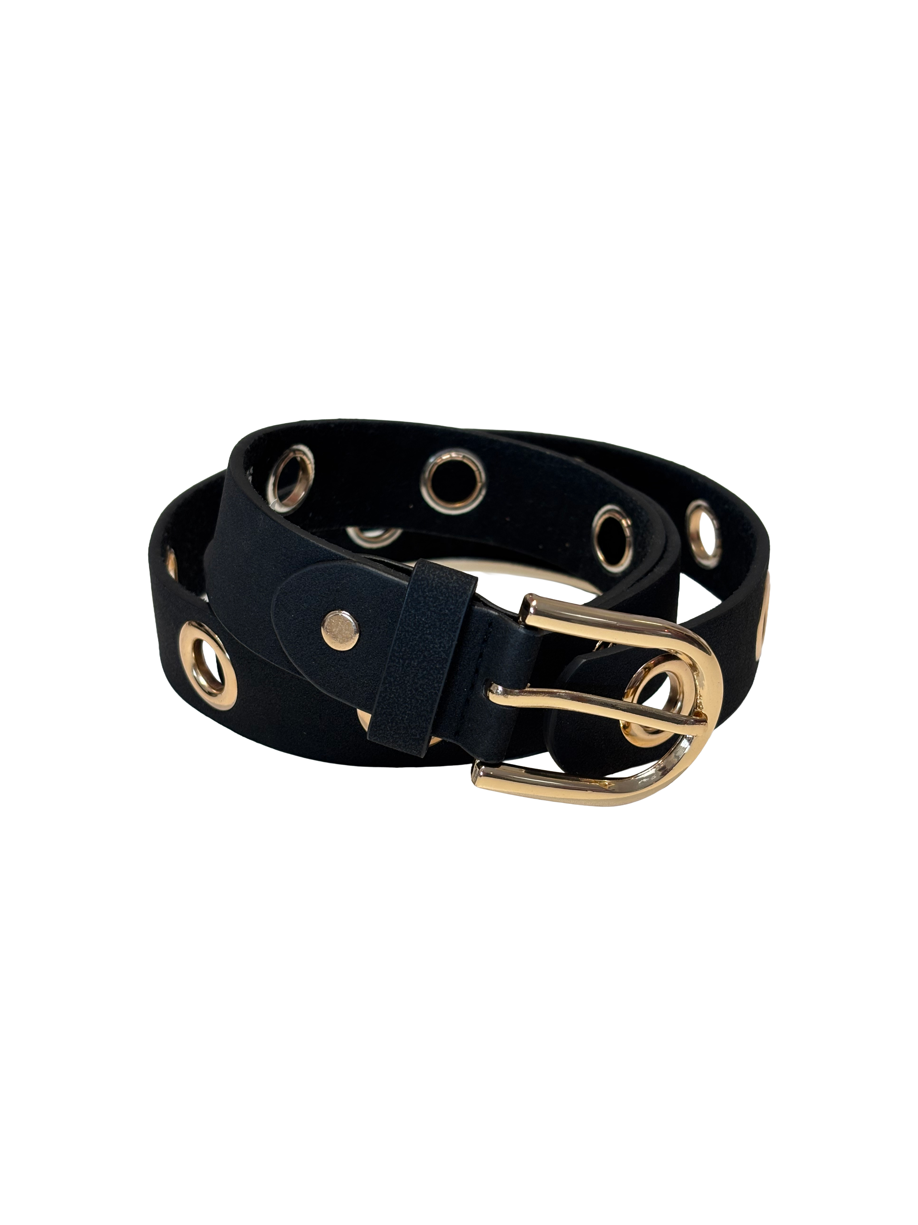 Emma skärp - svart med gulddetaljer