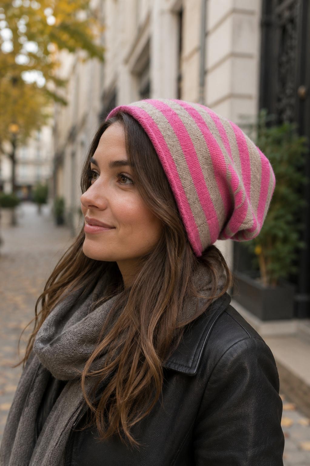 Lux Hat W. Stripes - Berry