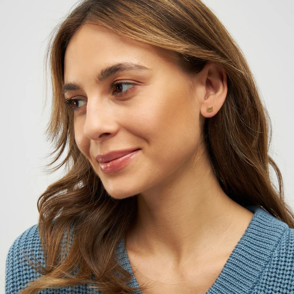 The Cat örhänge 1 st - Guldpläterad