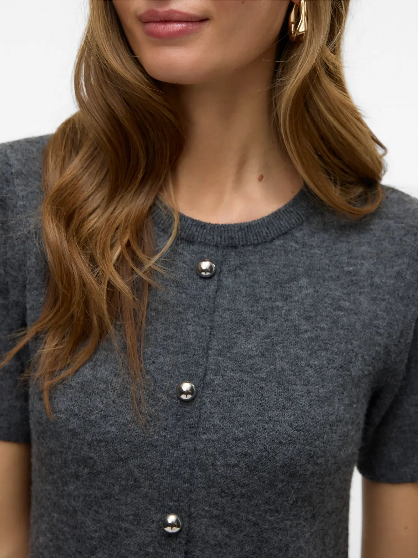 JOHANNA SS O-NECK KLÄNNING - Medium Grey Melange