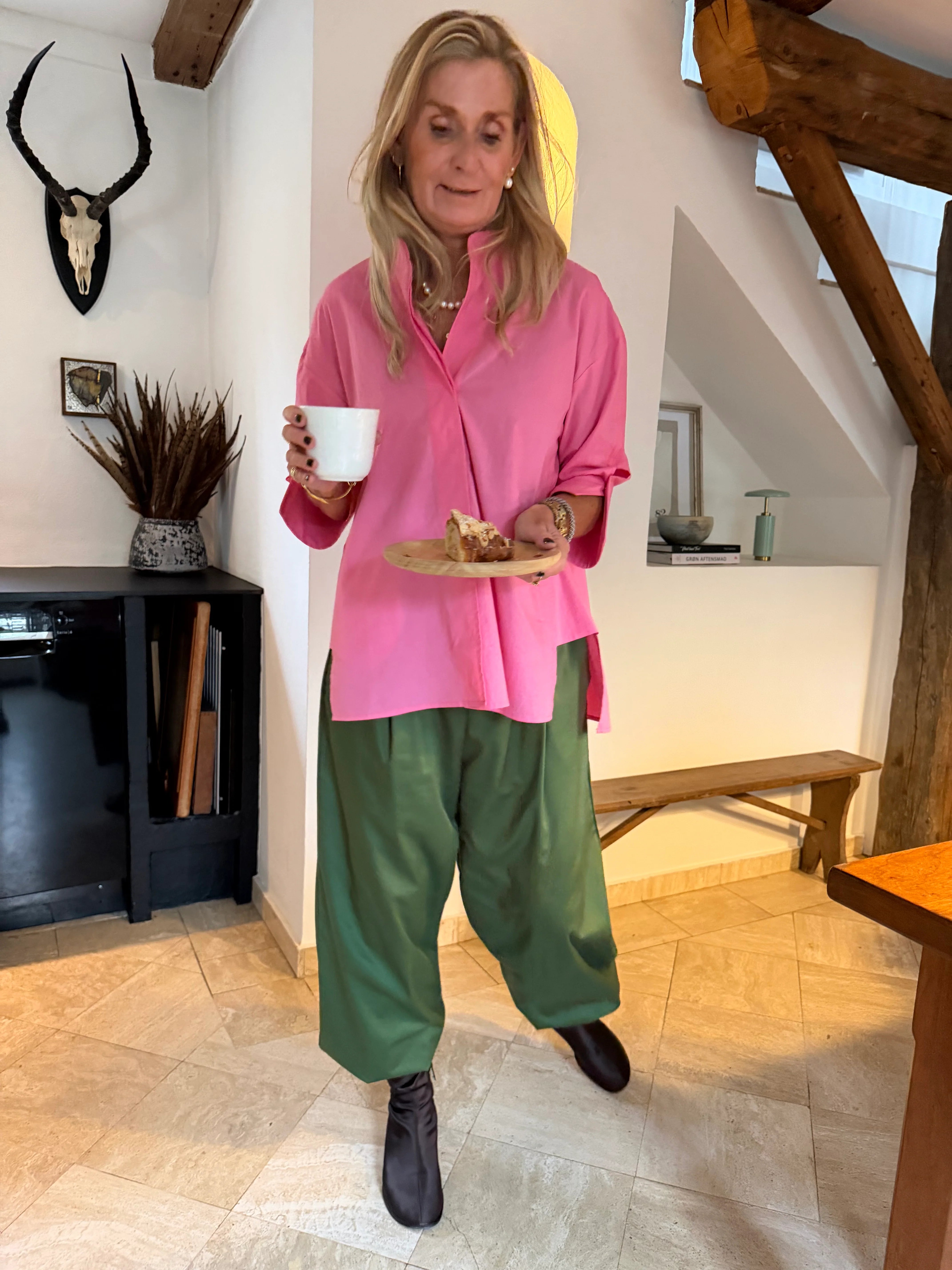 Luna Shirt Shoot For The Stars - Pink with Racing Green
