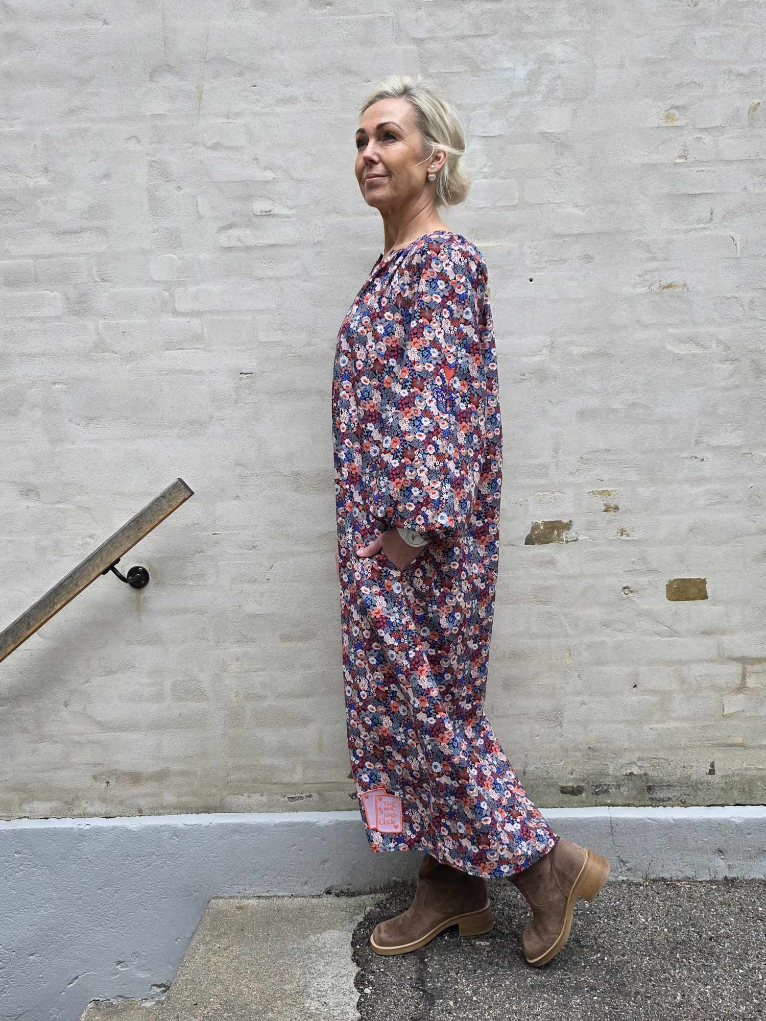 Champagne långklänning - marinblå