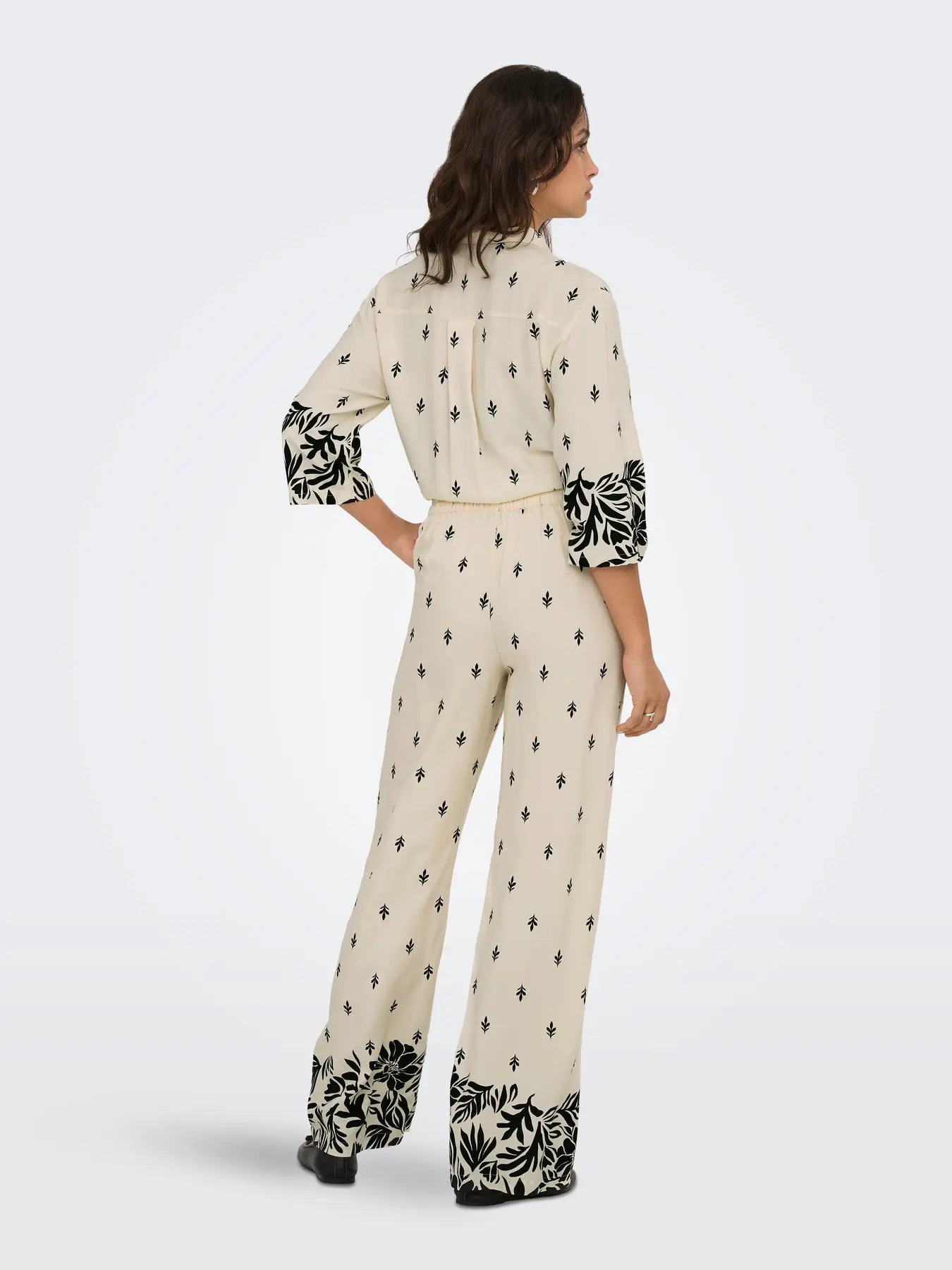 MAGGIE LIFE WIDE PANTS - Sandshell BLACK ETNIC