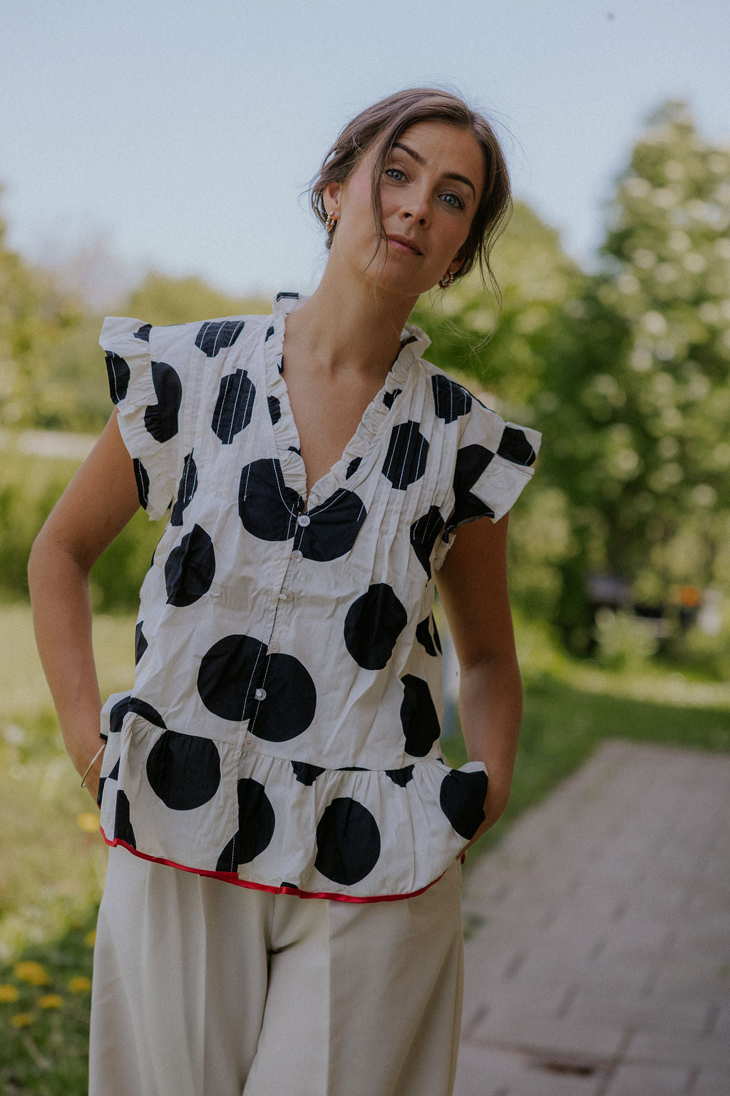 Ciamia Blouse - White/Black/Red