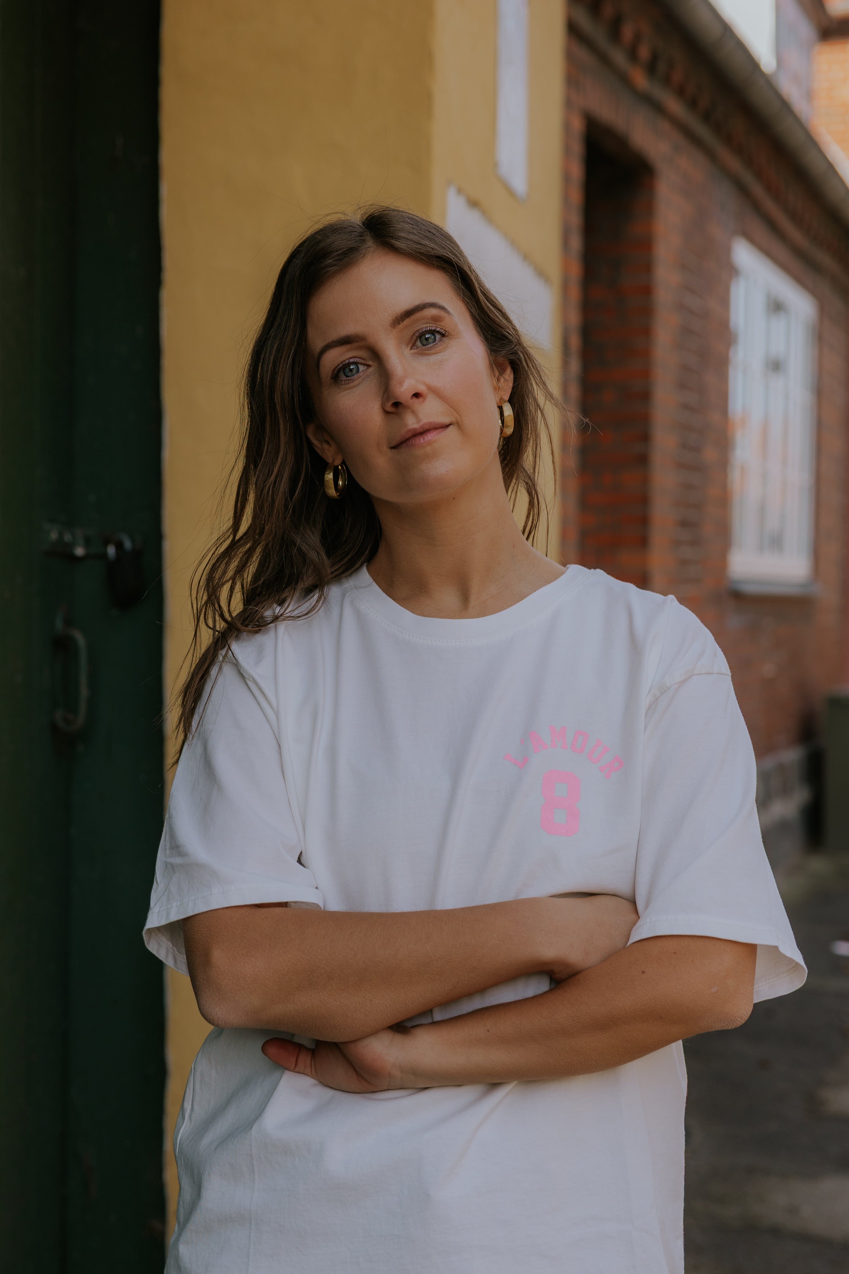 L'Amour T-shirt - Vit/Rosa