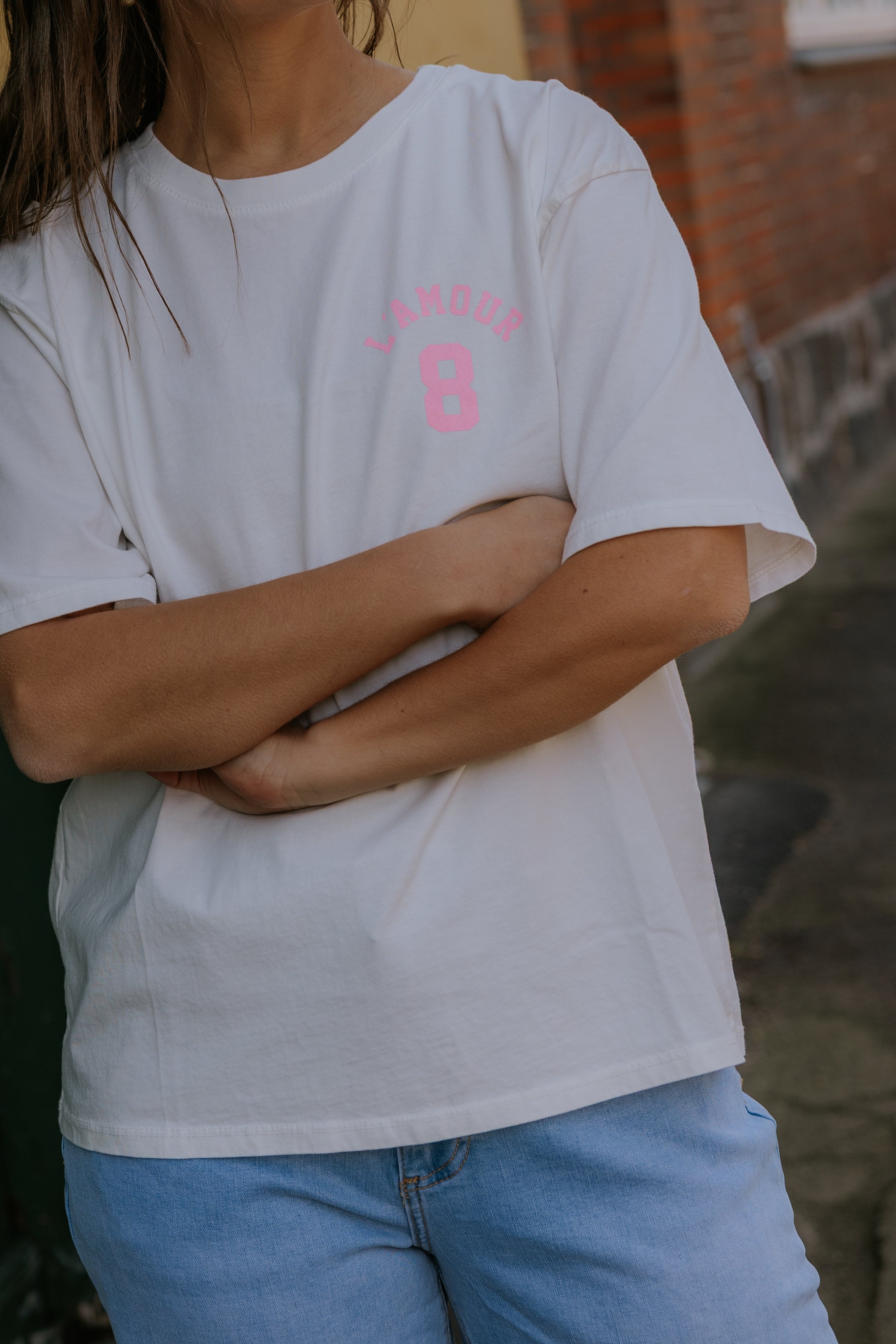 L'Amour T-shirt - Vit/Rosa