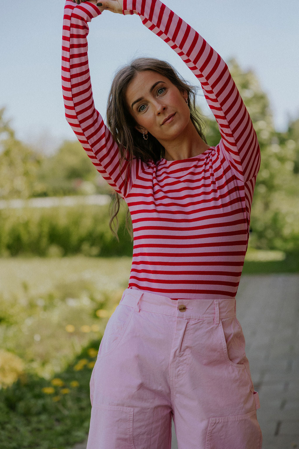 Everyday Stripes LS Blouse - Pink/Red