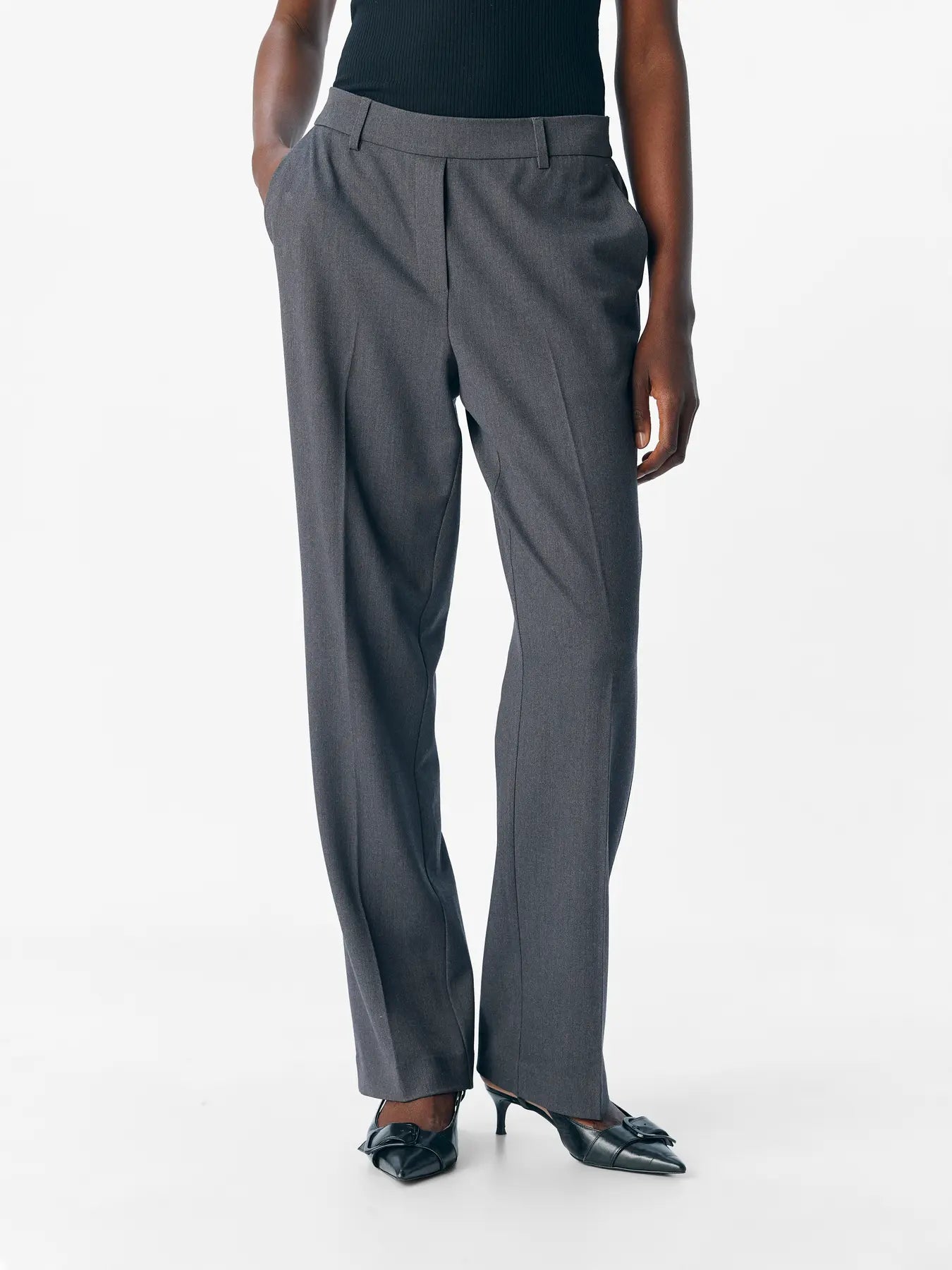 Lisa Straight Pant - Medium Grey Melange