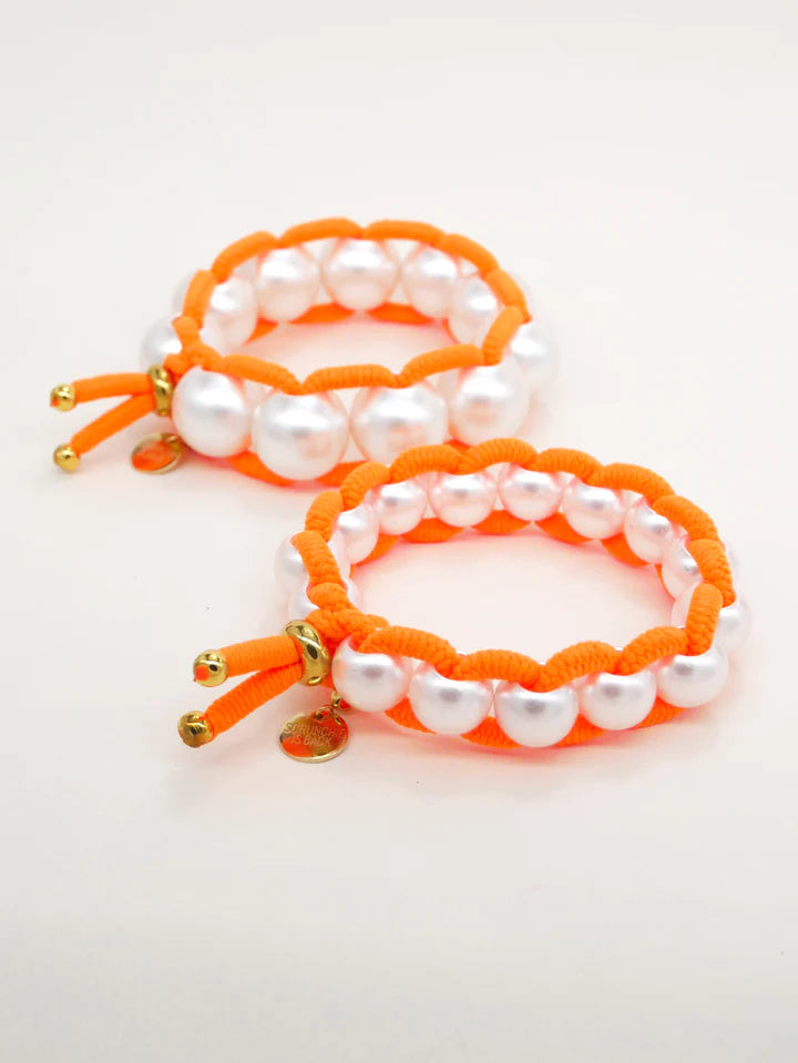 Färgad Elastic & Shell Pearls BIG - Orange