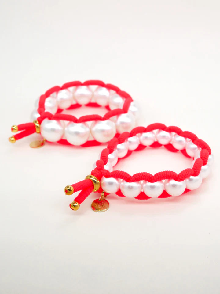Färgad Elastic & Shell Pearls SMALL - Coral