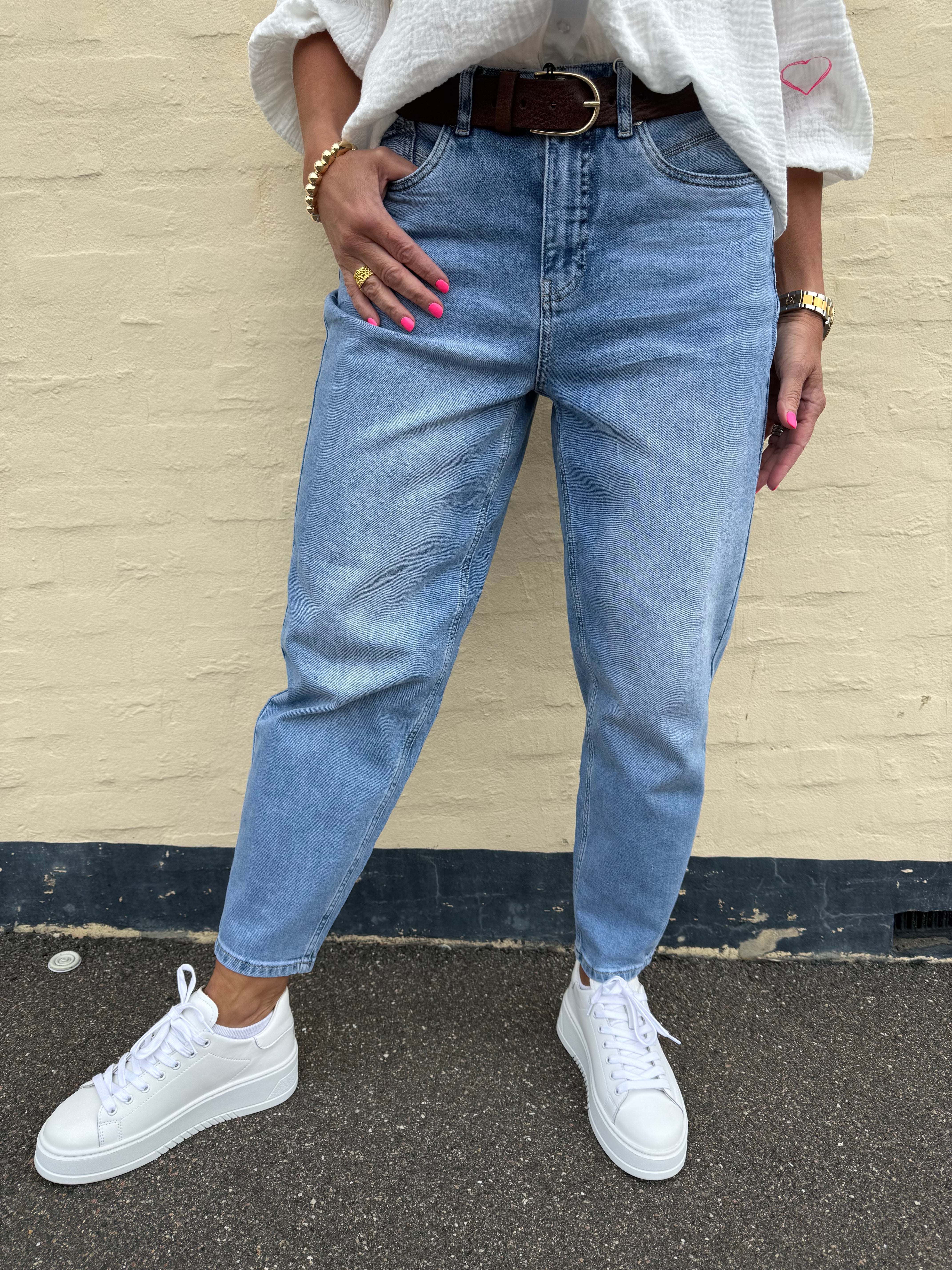 Karlie Barrel High Waist - Äkta ljusblå
