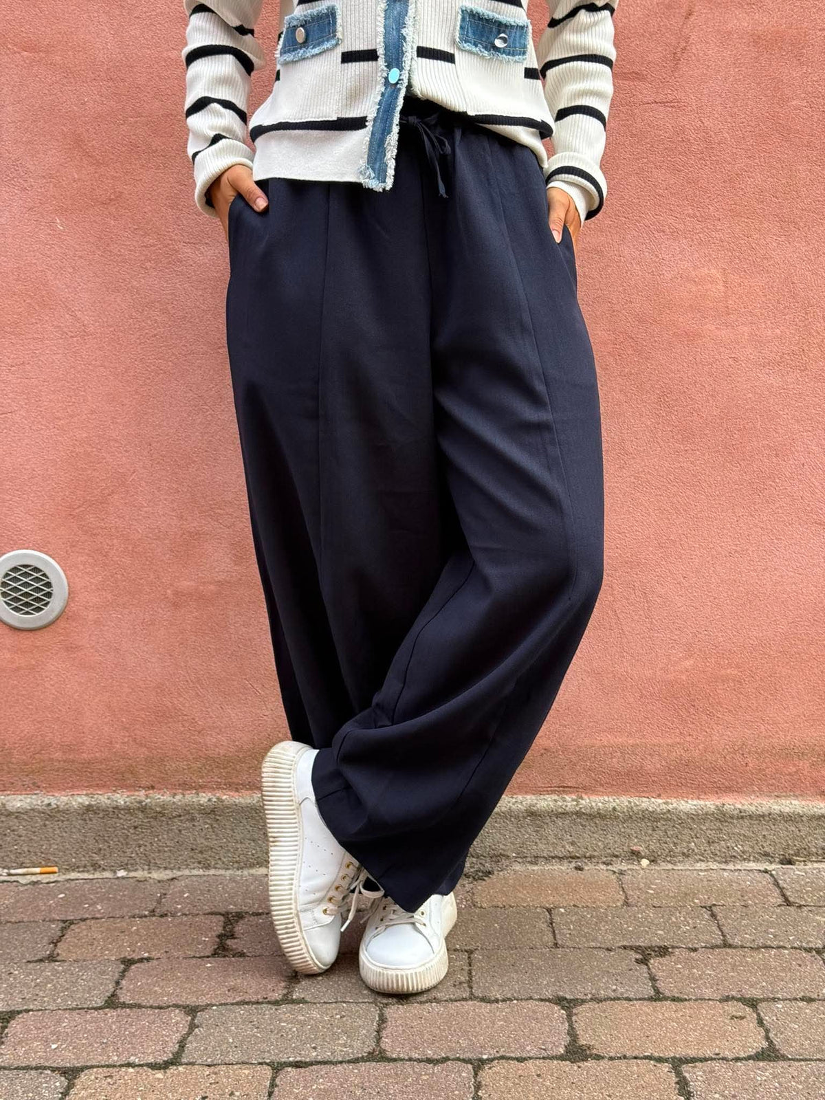 Eveline Pinstripebyxor - Marinblå