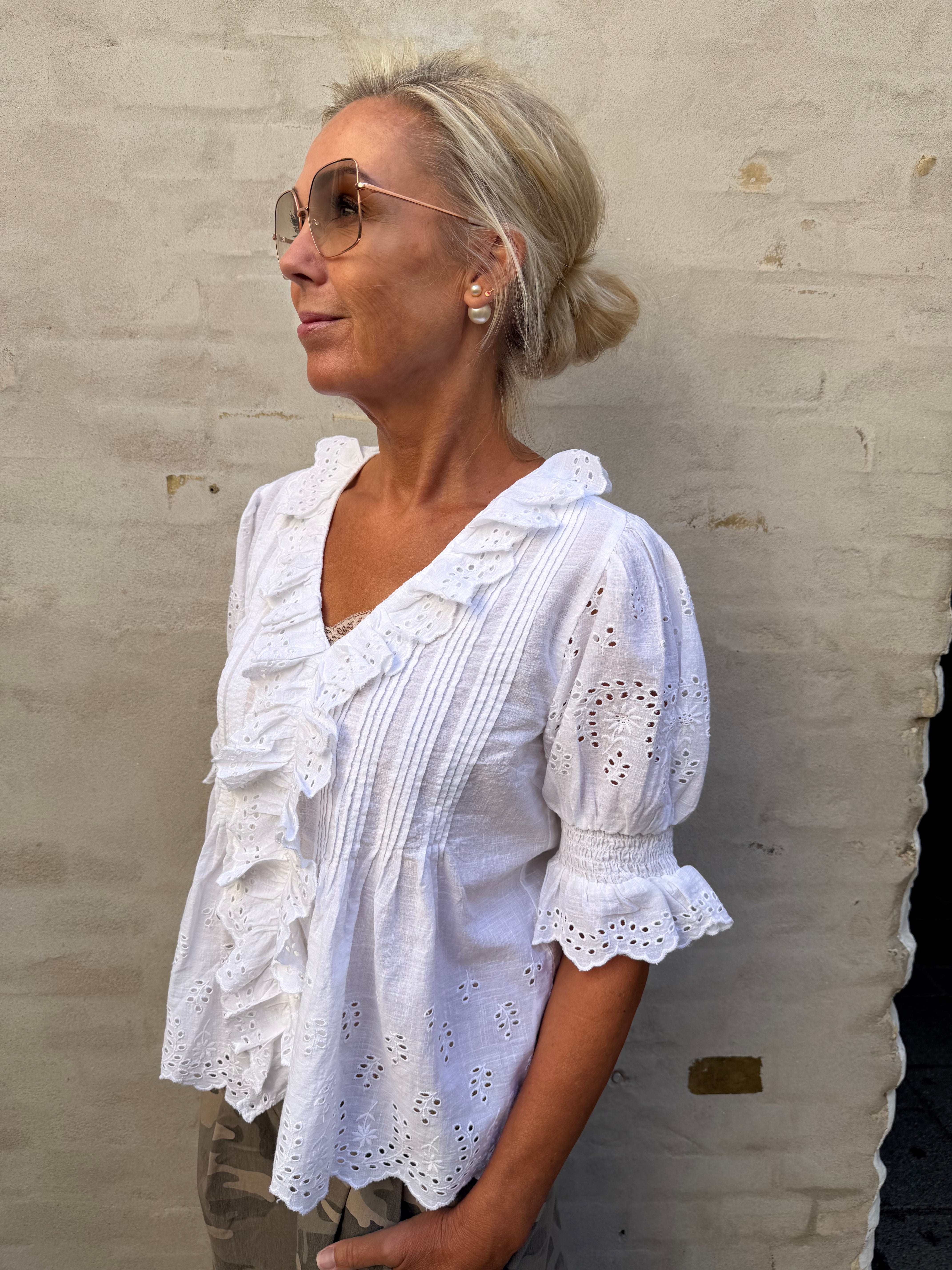 Talise Emb Blouse - White