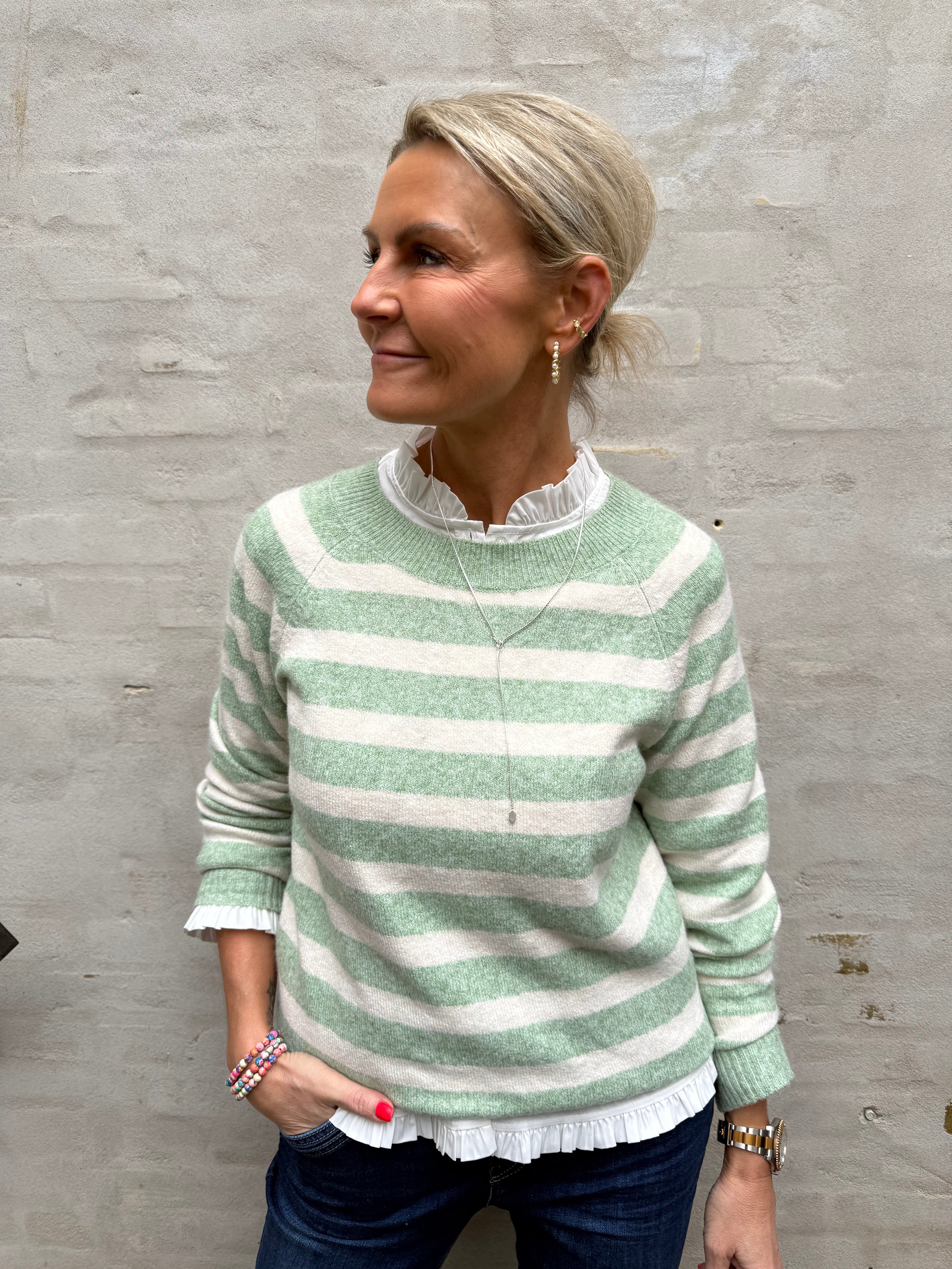 DOFFY O-HALS BLUS - Mistel/björk