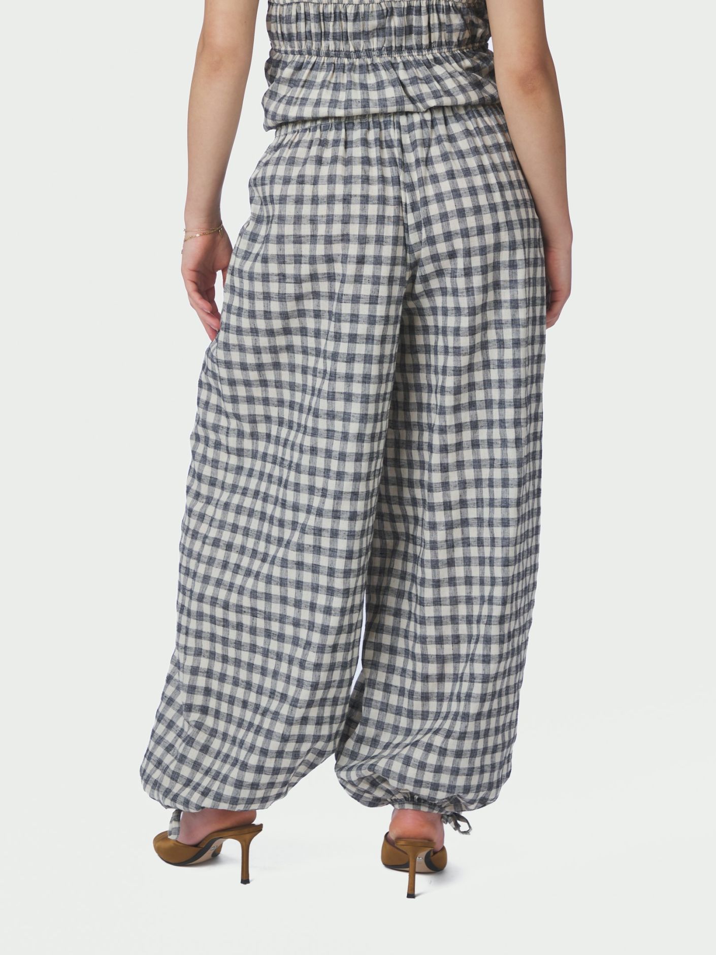 Roxane Balloon Check Pants - Black