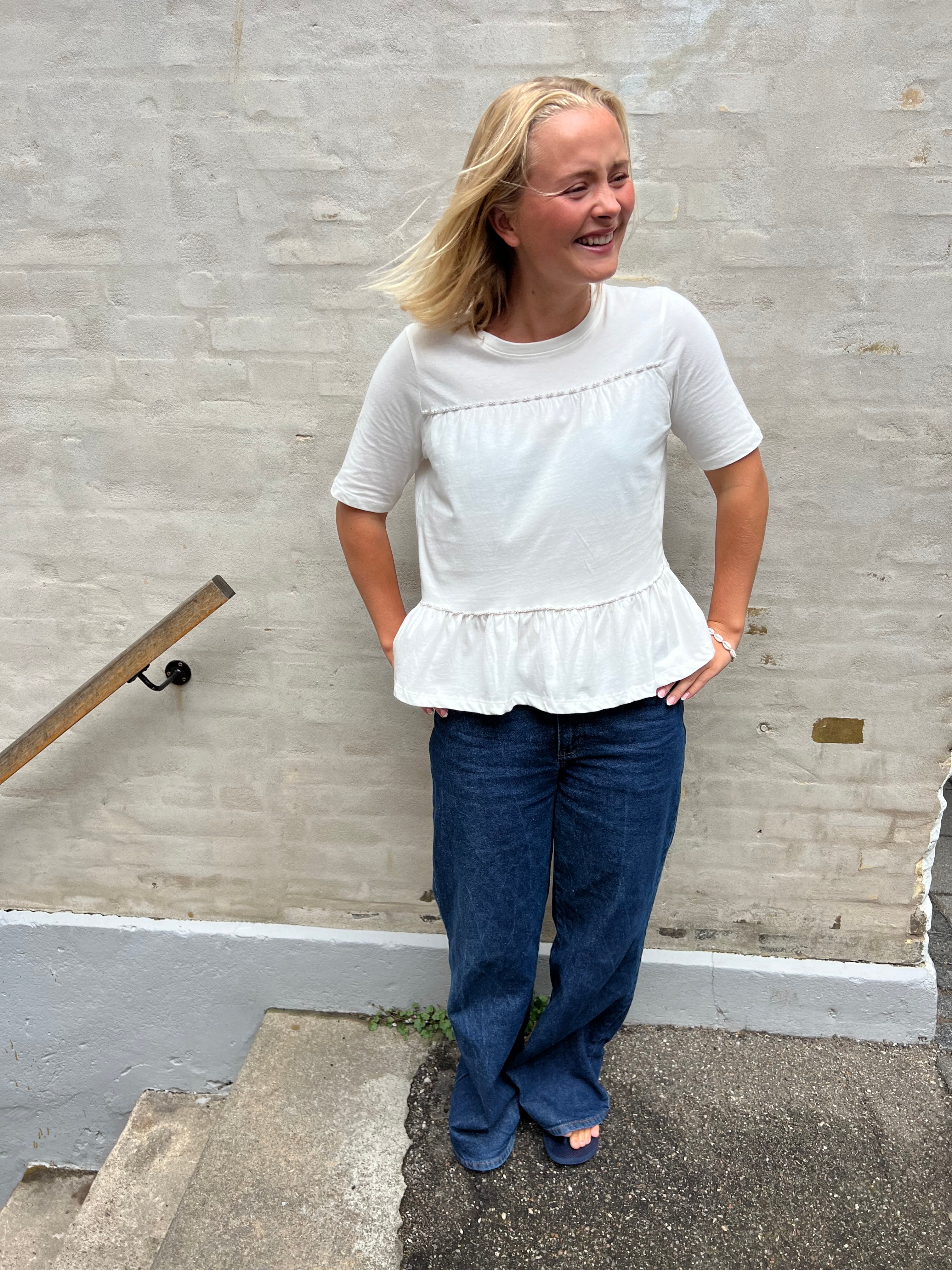 Poula Pearl Top - Cloud Dancer/CD Pearls