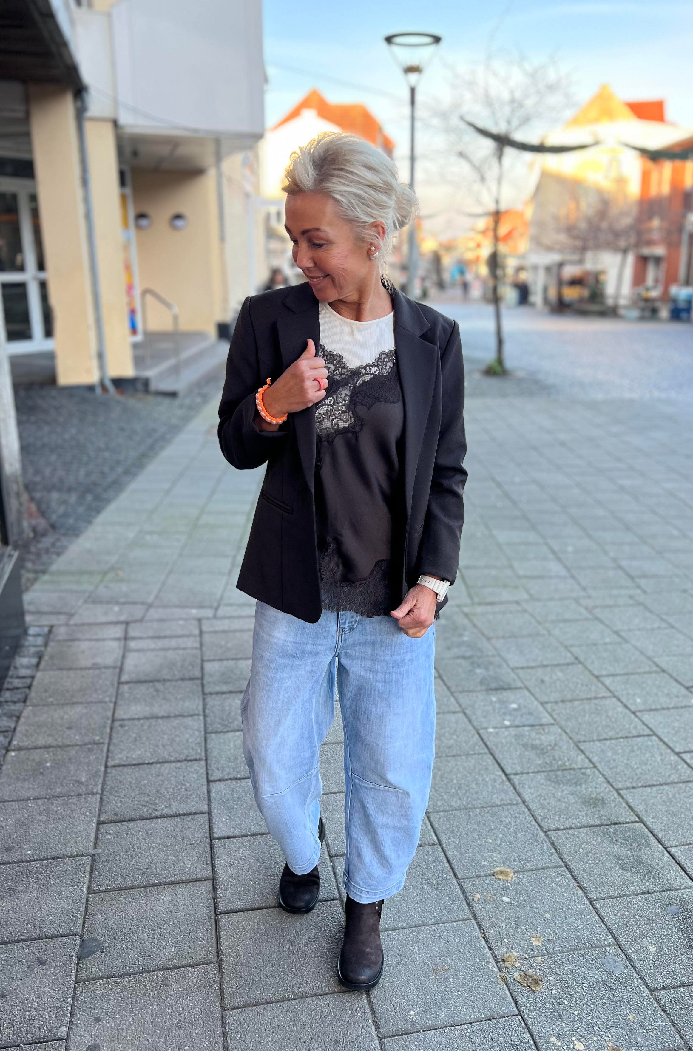 Viole Spets Topp - Mörkbrun